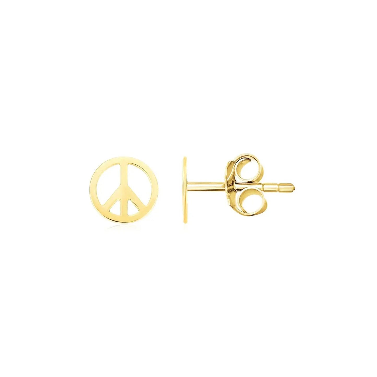 14k Yellow Gold Post Earrings with Peace Signs(6.9mm) RCJ Earrings CELESTIA LUXE JEWELLERS