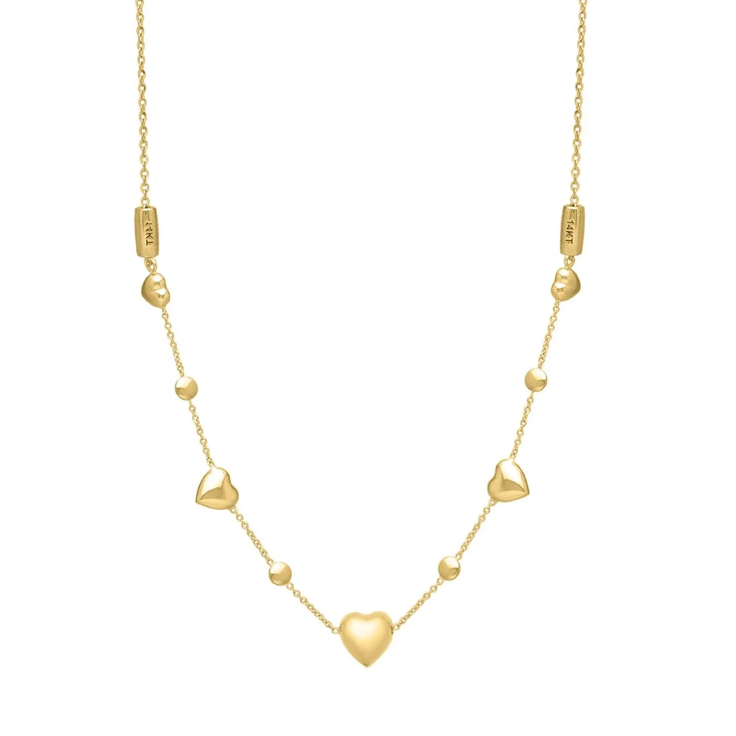 14k Yellow Gold Puff Heart Adjustable Necklace RCJ Necklaces CELESTIA LUXE JEWELLERS