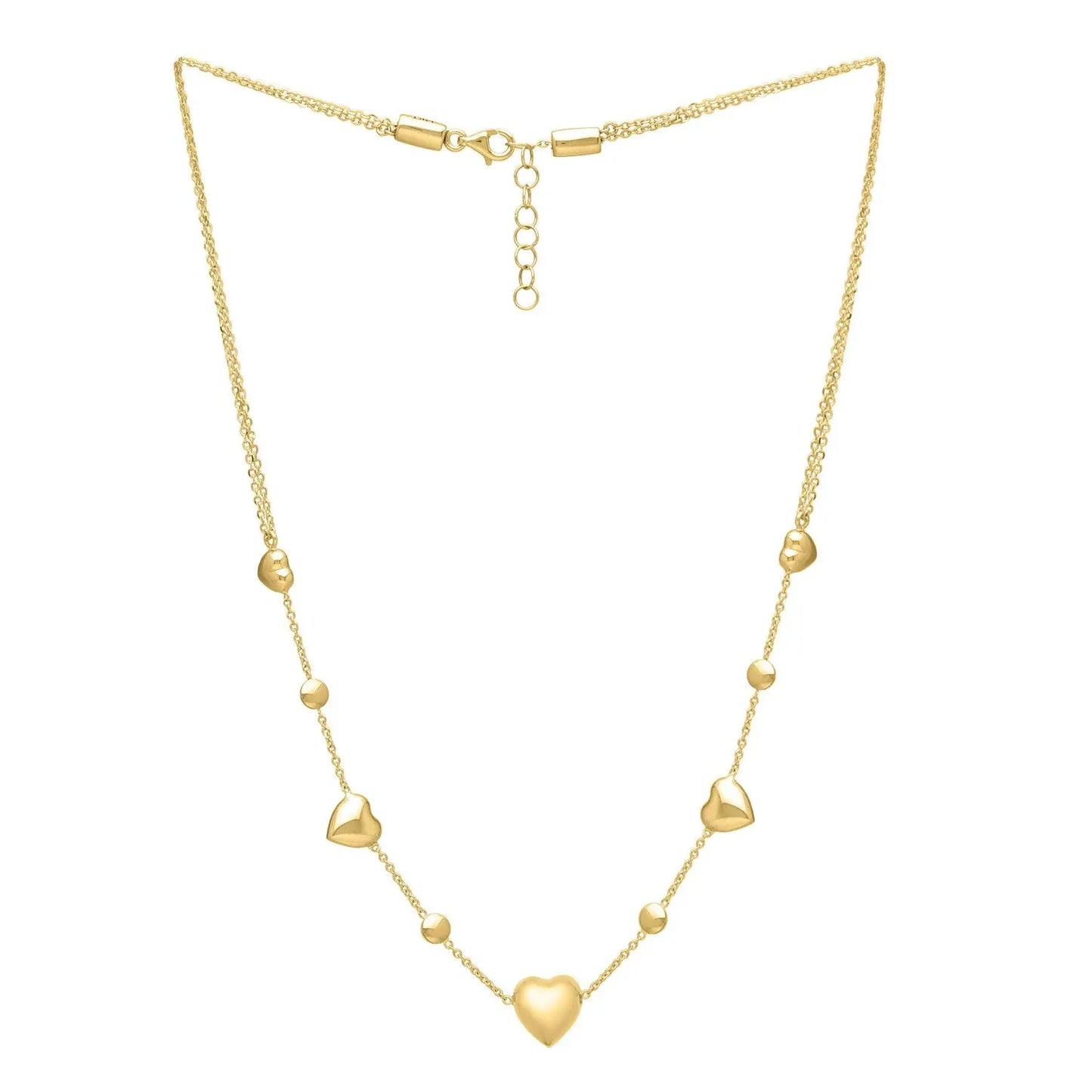 14k Yellow Gold Puff Heart Adjustable Necklace RCJ Necklaces CELESTIA LUXE JEWELLERS