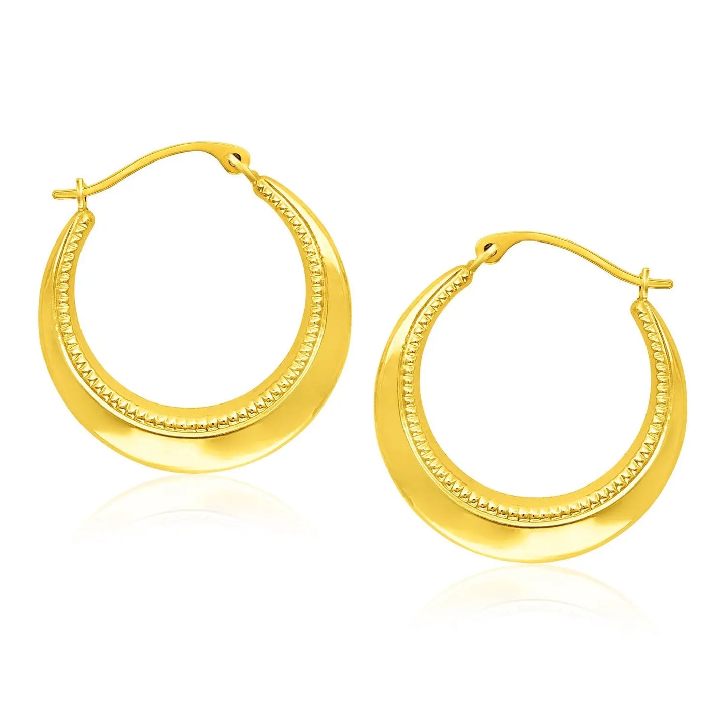 14k Yellow Gold Round Rope Texture Hoop Earrings RCJ Earrings CELESTIA LUXE JEWELLERS