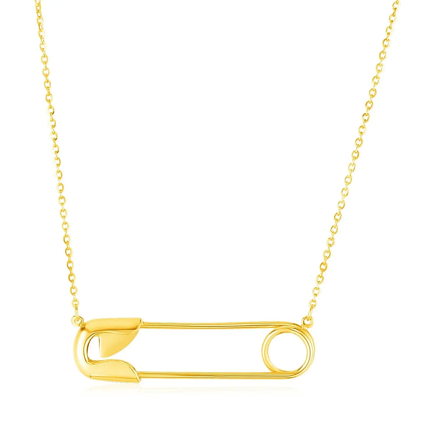 14k Yellow Gold Safety Pin Necklace RCJ Necklaces CELESTIA LUXE JEWELLERS