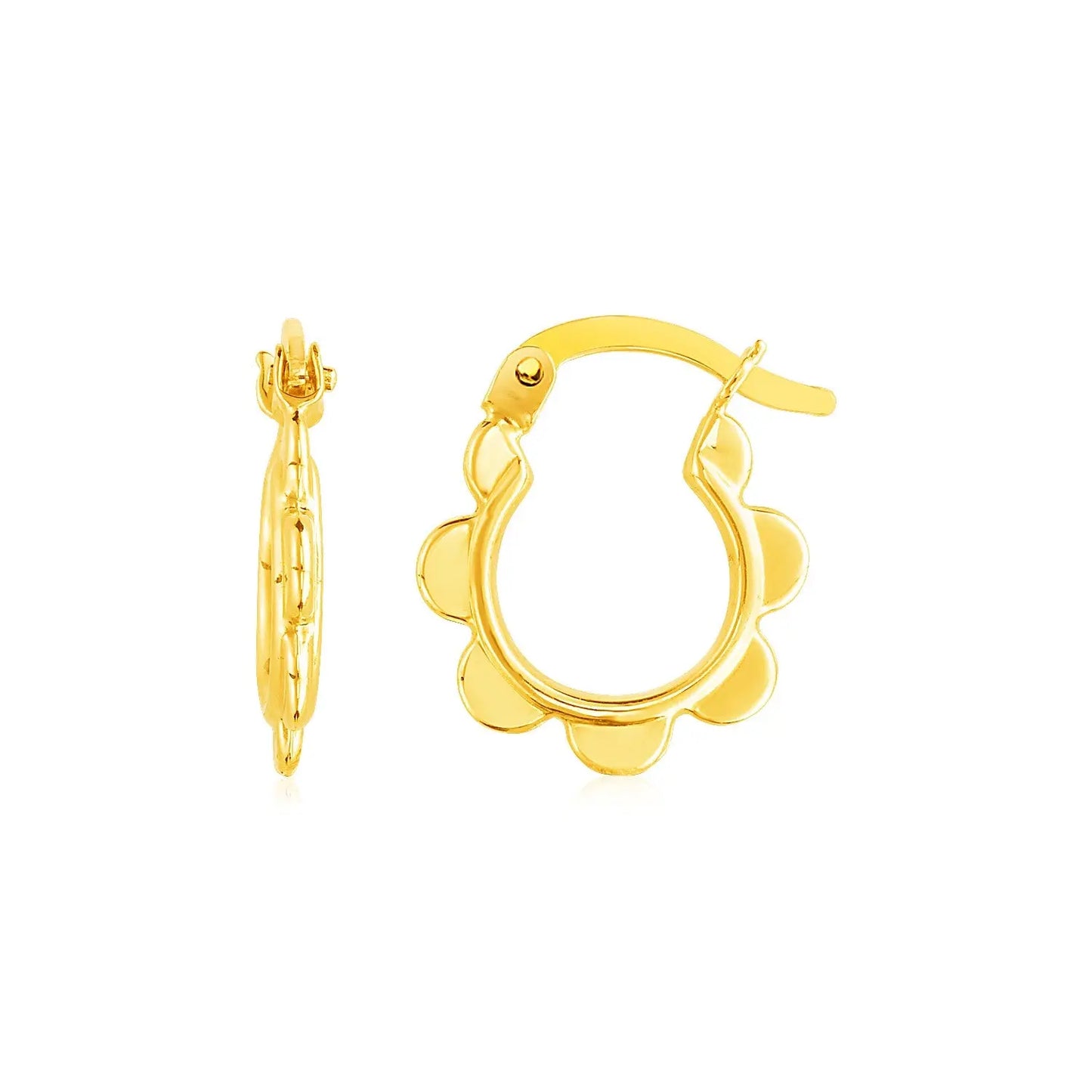 14k Yellow Gold Scalloped Hoop Earrings RCJ Earrings CELESTIA LUXE JEWELLERS