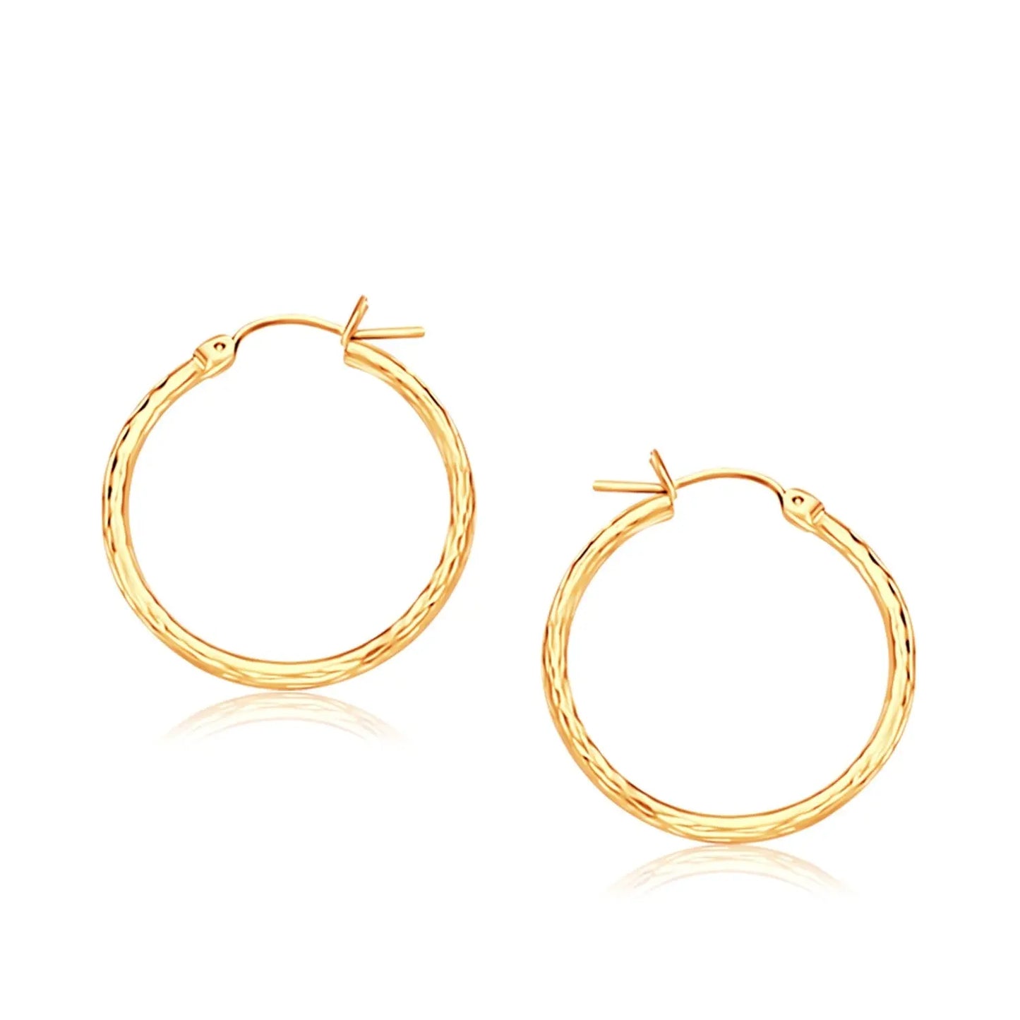 14k Yellow Gold Slender Hoop Earring with Diamond-Cut Finish (25mm Diameter) RCJ Earrings CELESTIA LUXE JEWELLERS
