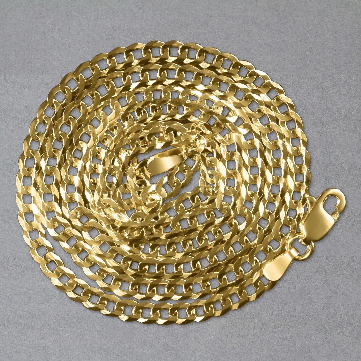 14k Yellow Gold Solid Curb Chain (3.20 mm) RCJ Chains CELESTIA LUXE JEWELLERS