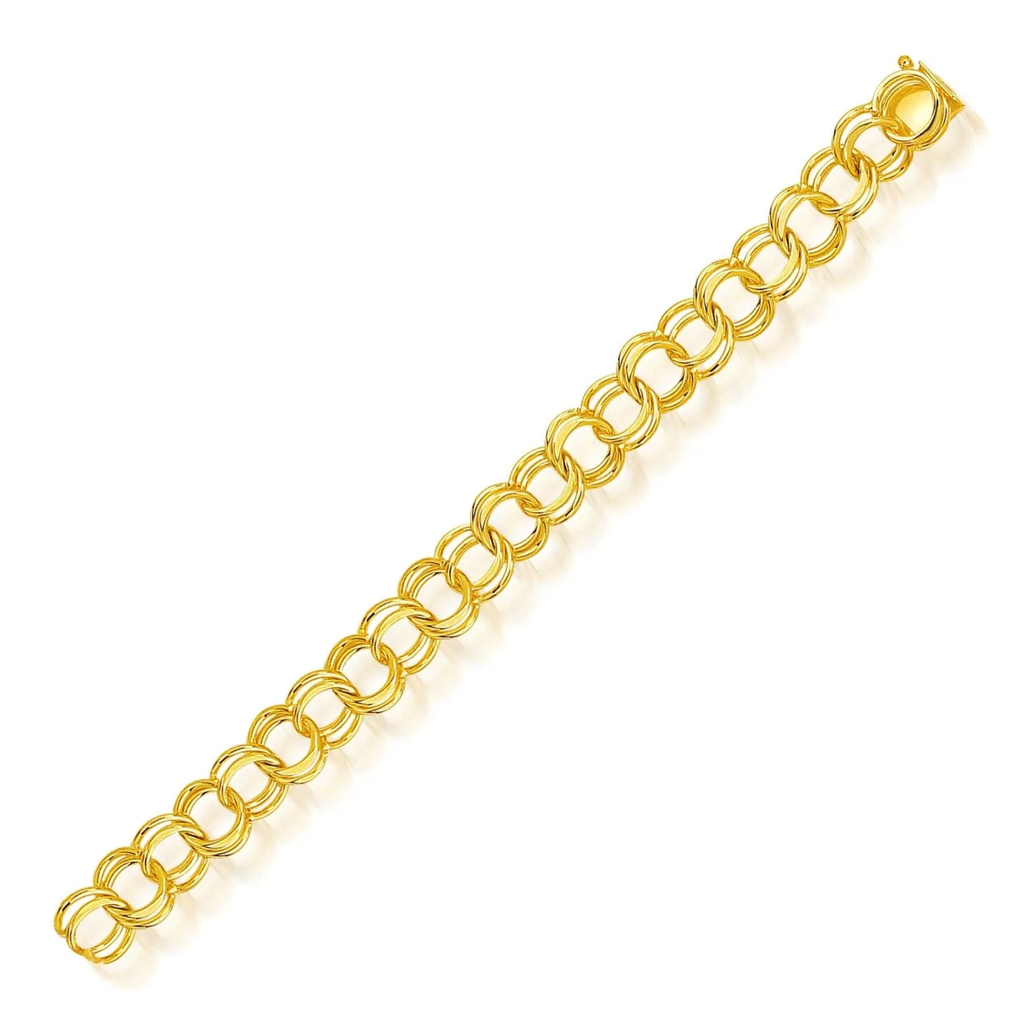 14k Yellow Gold Solid Double Link Charm Bracelet (10.00 mm) RCJ Bracelets CELESTIA LUXE JEWELLERS