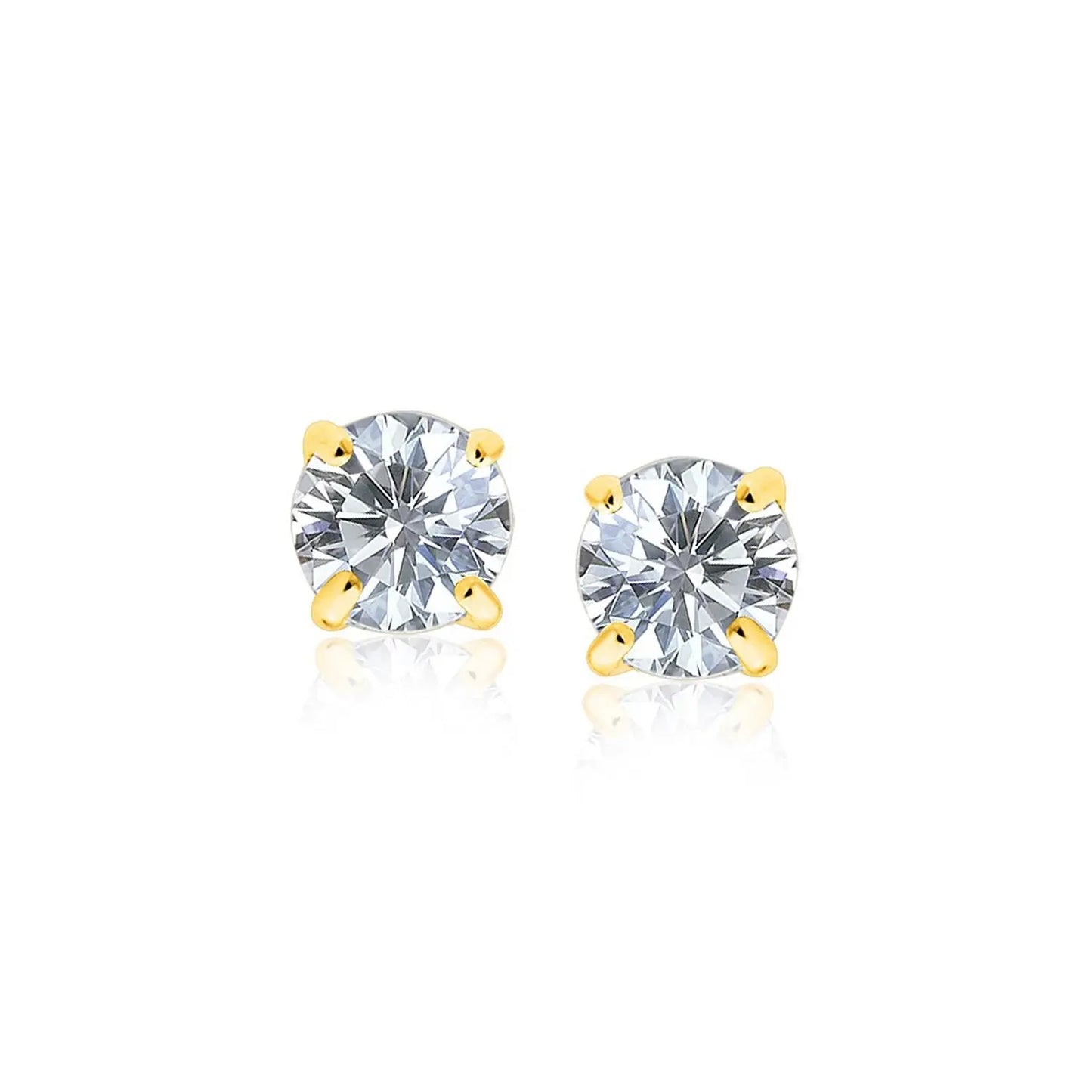 14k Yellow Gold Stud Earrings with White Hue Faceted Cubic Zirconia(6mm) RCJ Earrings CELESTIA LUXE JEWELLERS