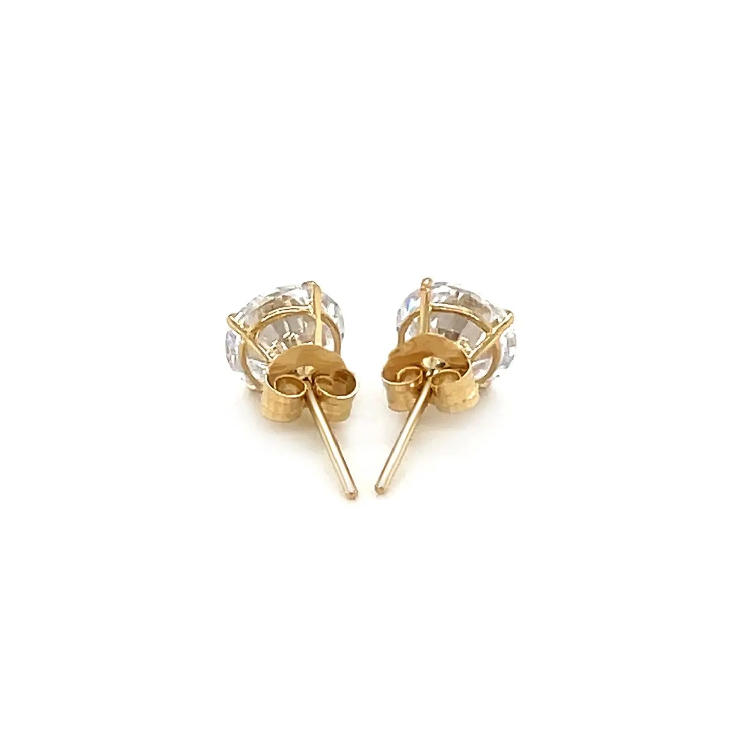 14k Yellow Gold Stud Earrings with White Hue Faceted Cubic Zirconia(6mm) RCJ Earrings CELESTIA LUXE JEWELLERS