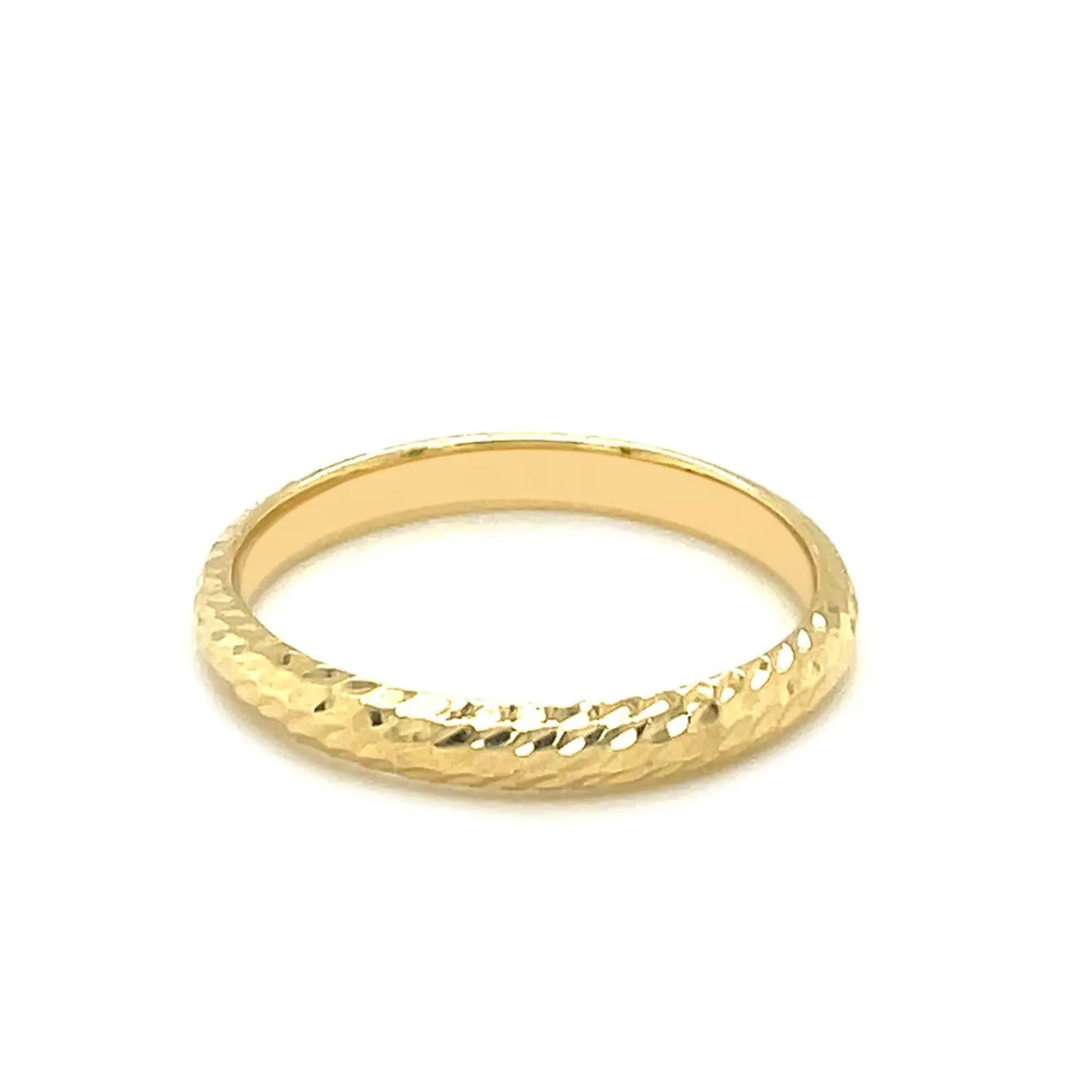 14k Yellow Gold Textured Comfort Fit Wedding Band(2.50 mm) RCJ Rings CELESTIA LUXE JEWELLERS