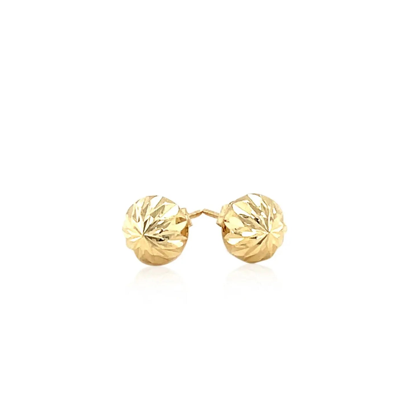 14k Yellow Gold Textured Flat Style Stud Earrings(6mm) RCJ Earrings CELESTIA LUXE JEWELLERS