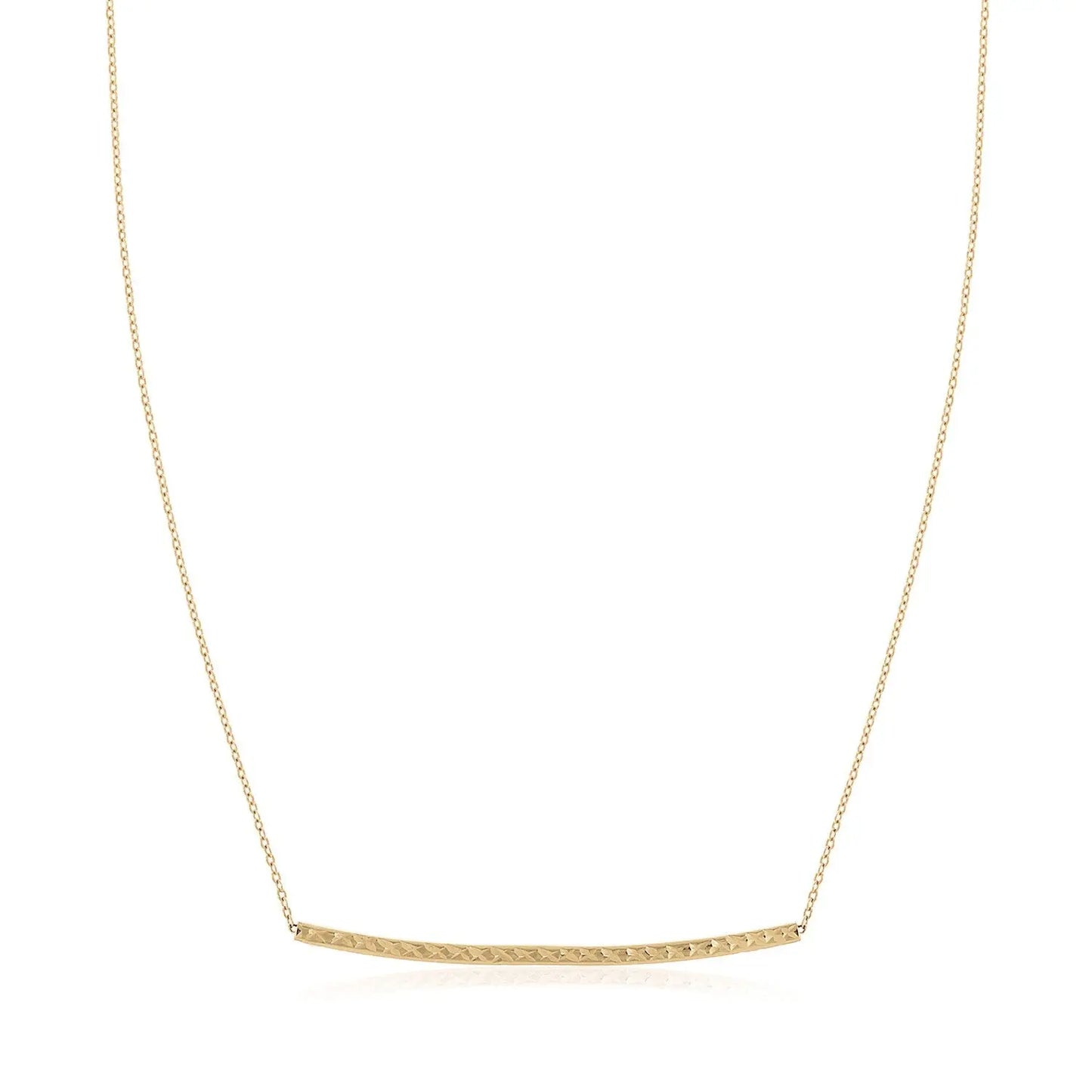 14k Yellow Gold Thin Textured Bar Necklace RCJ Necklaces CELESTIA LUXE JEWELLERS