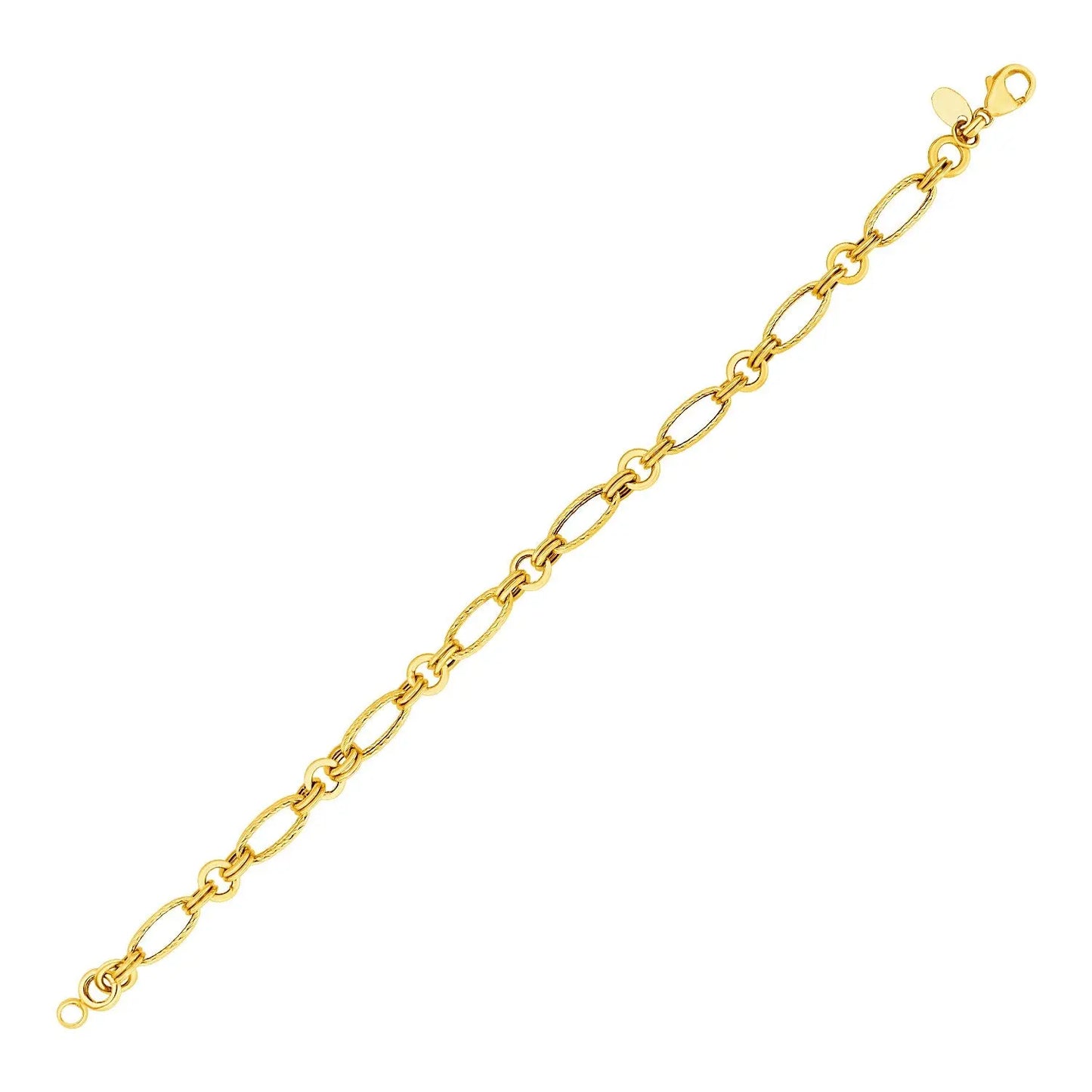 14k Yellow Gold Twisted and Polished Link Bracelet RCJ Bracelets CELESTIA LUXE JEWELLERS