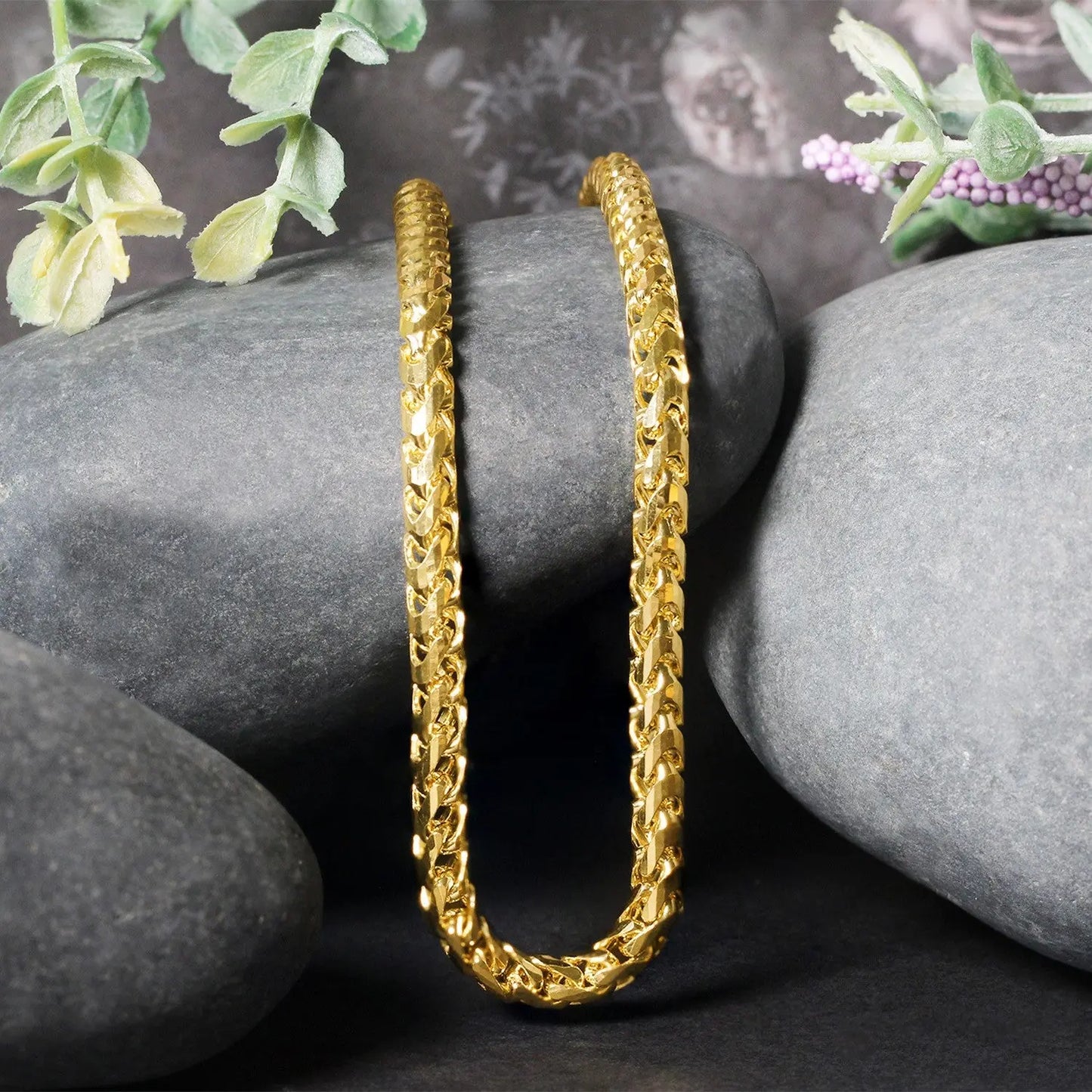 14k Yellow Solid Gold Diamond Cut Round Franco Chain (4.60 mm) RCJ Chains CELESTIA LUXE JEWELLERS