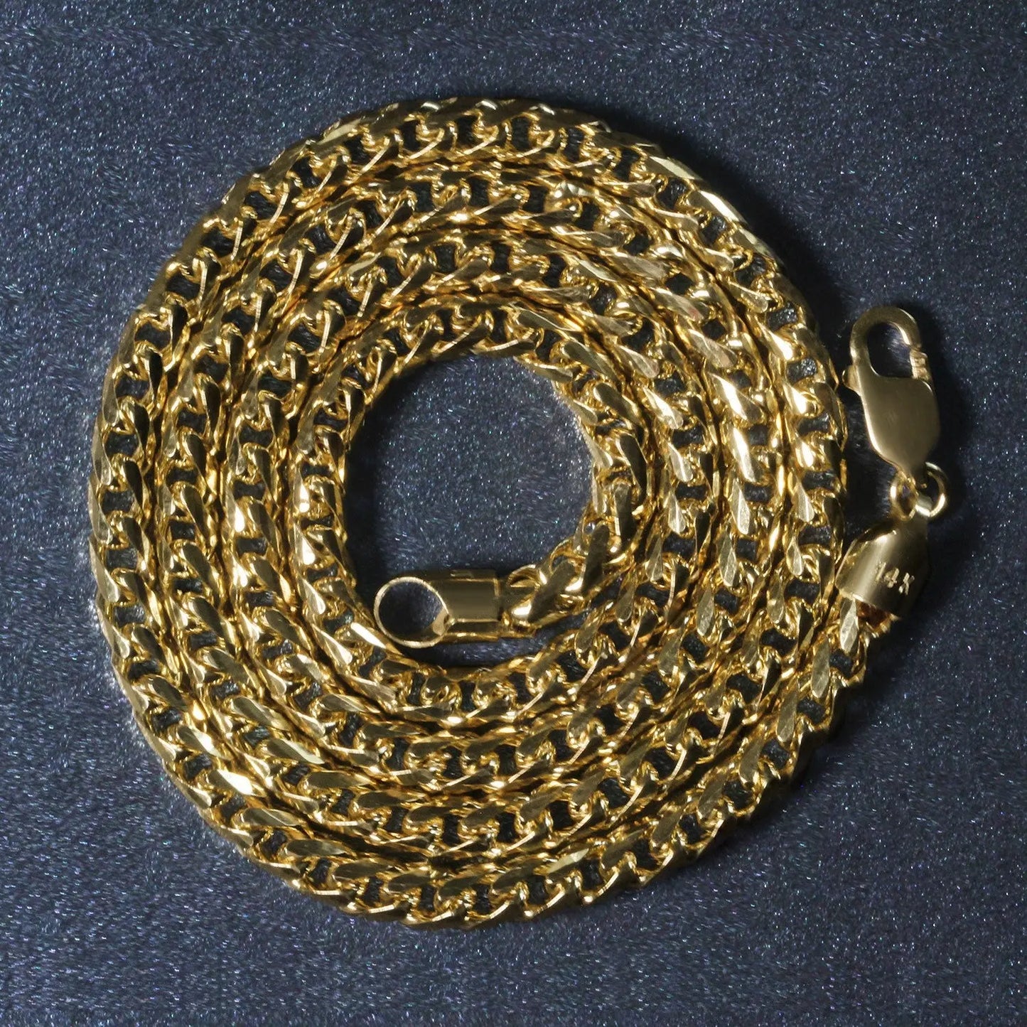 14k Yellow Solid Gold Diamond Cut Round Franco Chain (4.60 mm) RCJ Chains CELESTIA LUXE JEWELLERS