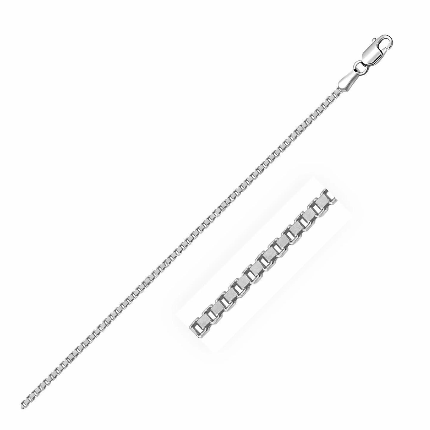 18k White Gold Classic Box Chain (1.40 mm) RCJ Chains CELESTIA LUXE JEWELLERS
