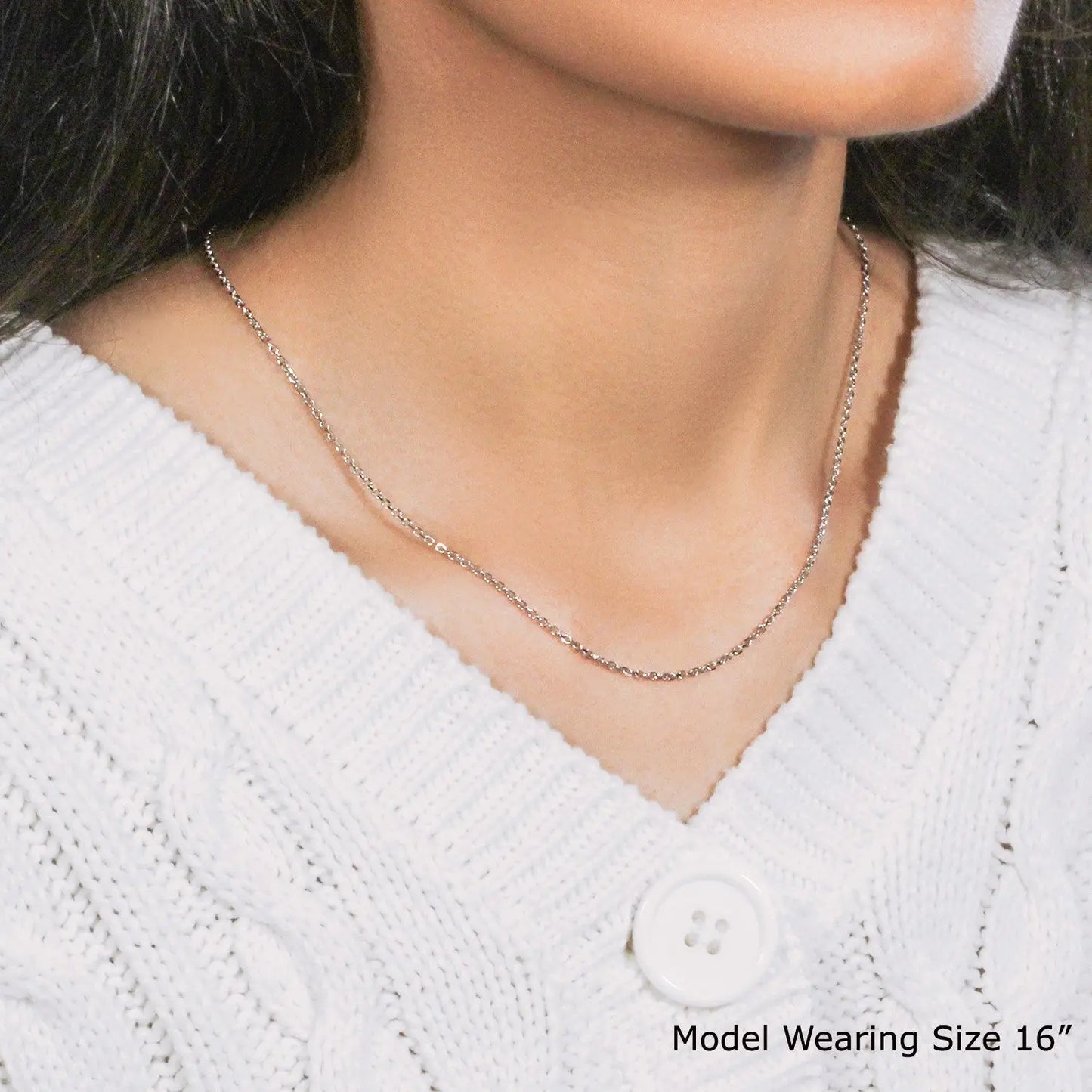 18k White Gold Diamond Cut Cable Link Chain (1.40 mm) RCJ Chains CELESTIA LUXE JEWELLERS