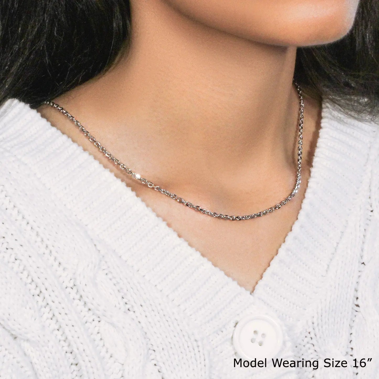 18k White Gold Diamond Cut Cable Link Chain (2.60 mm) RCJ Chains CELESTIA LUXE JEWELLERS