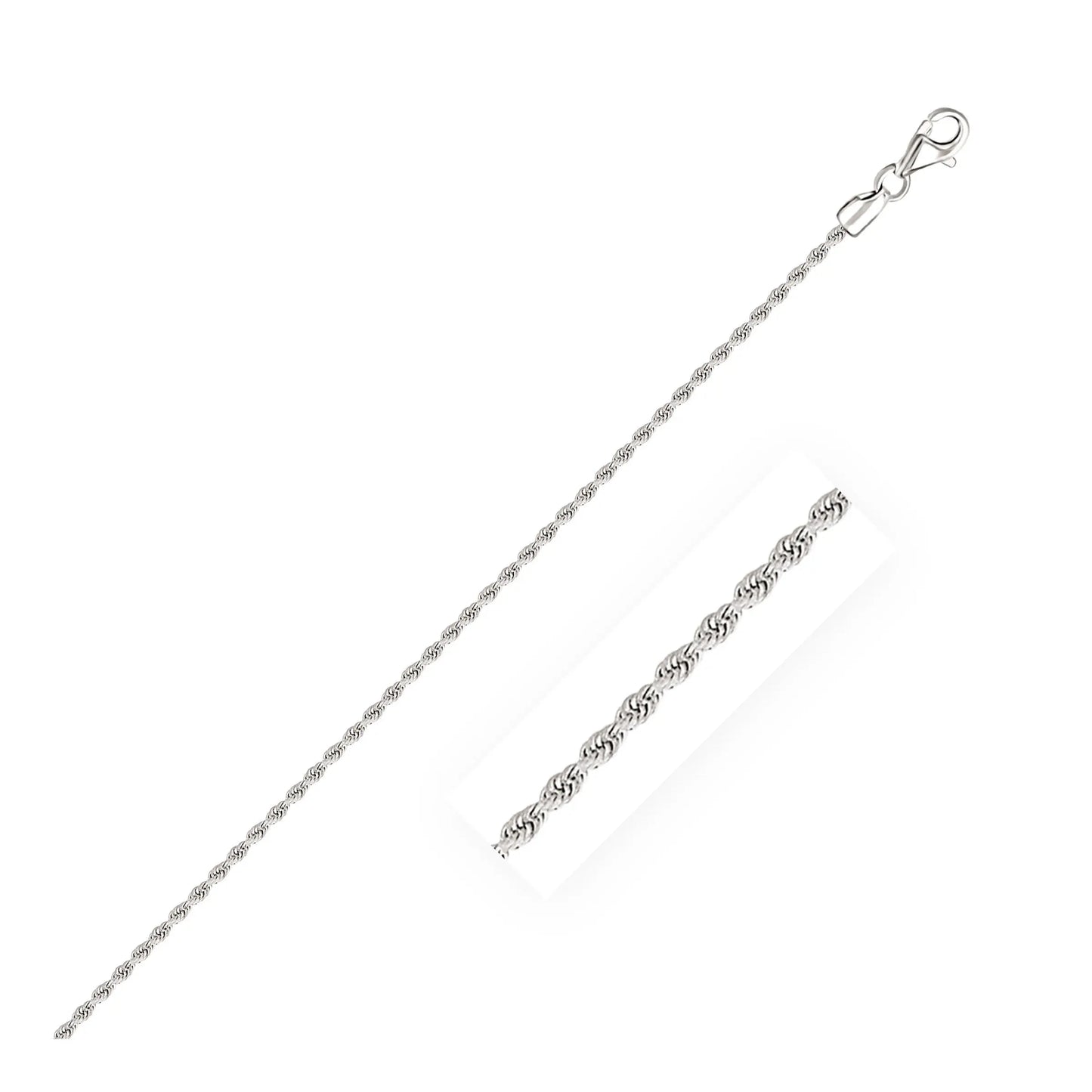 2.0mm 14k White Gold Diamond Cut Rope Anklet RCJ Anklets CELESTIA LUXE JEWELLERS