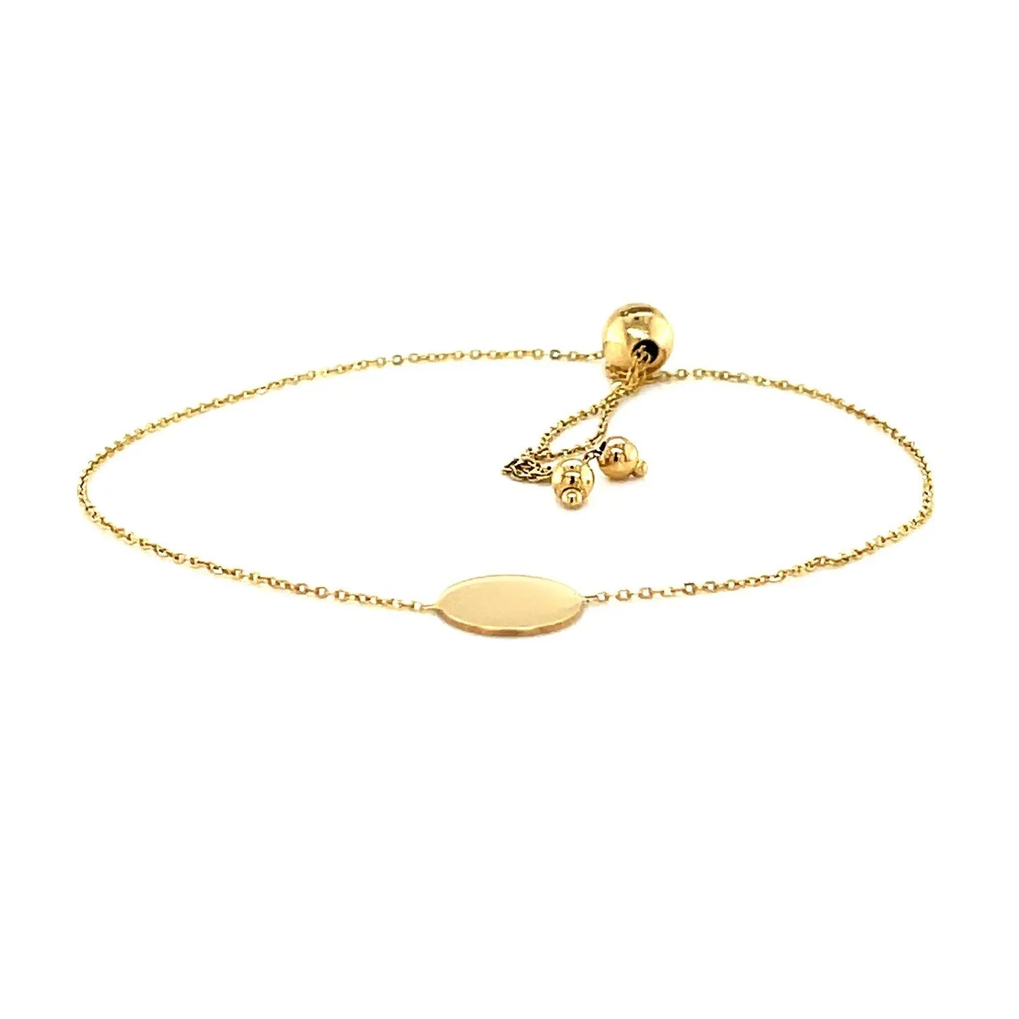 Adjustable Bracelet with Shiny Circle in 14k Yellow Gold (7.50 mm) RCJ Bracelets CELESTIA LUXE JEWELLERS