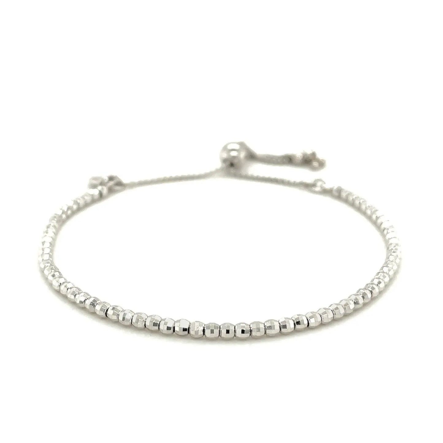 Adjustable Fine Shiny Beaded Bracelet in Sterling Silver (1.50 mm) RCJ Bracelets CELESTIA LUXE JEWELLERS