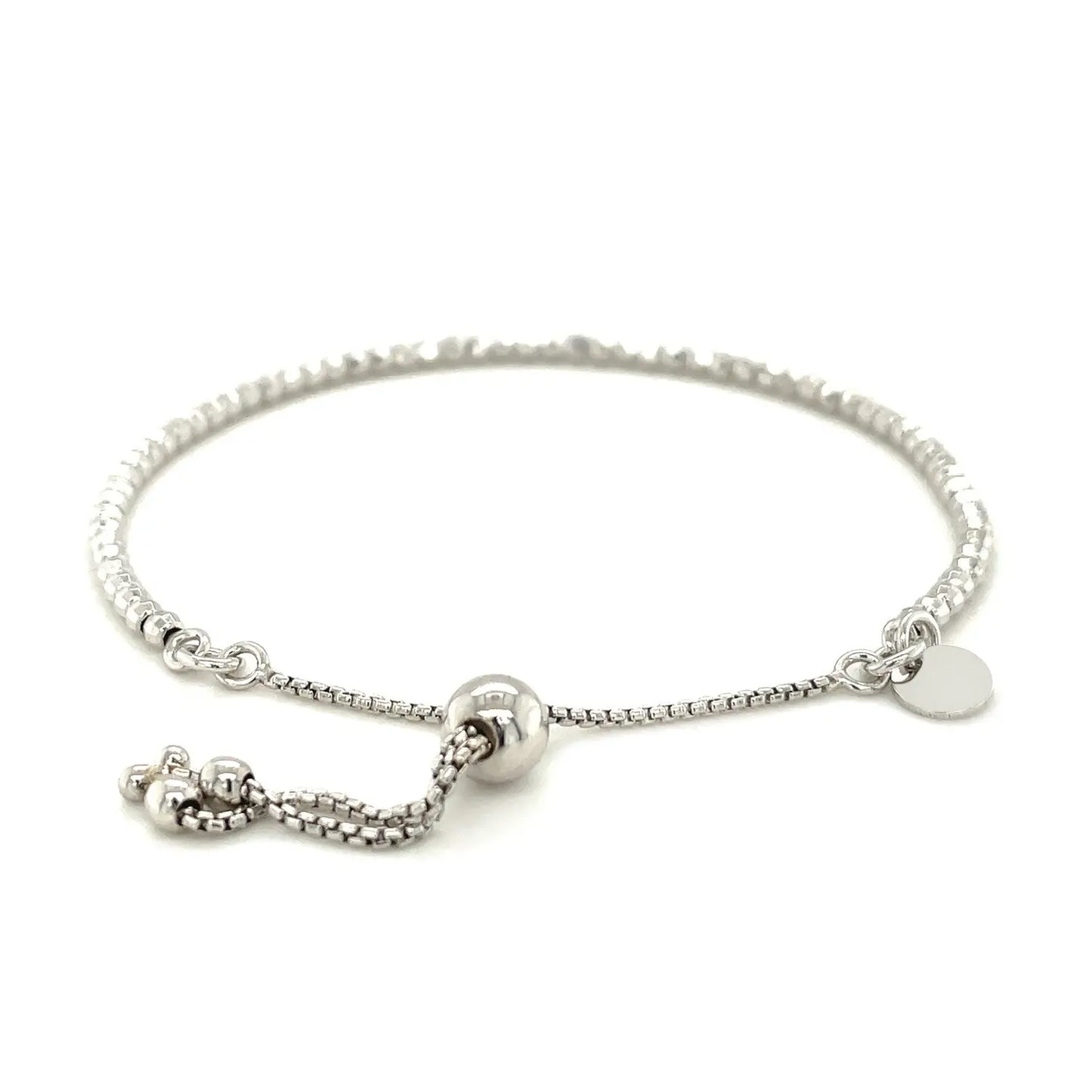 Adjustable Fine Shiny Beaded Bracelet in Sterling Silver (1.50 mm) RCJ Bracelets CELESTIA LUXE JEWELLERS