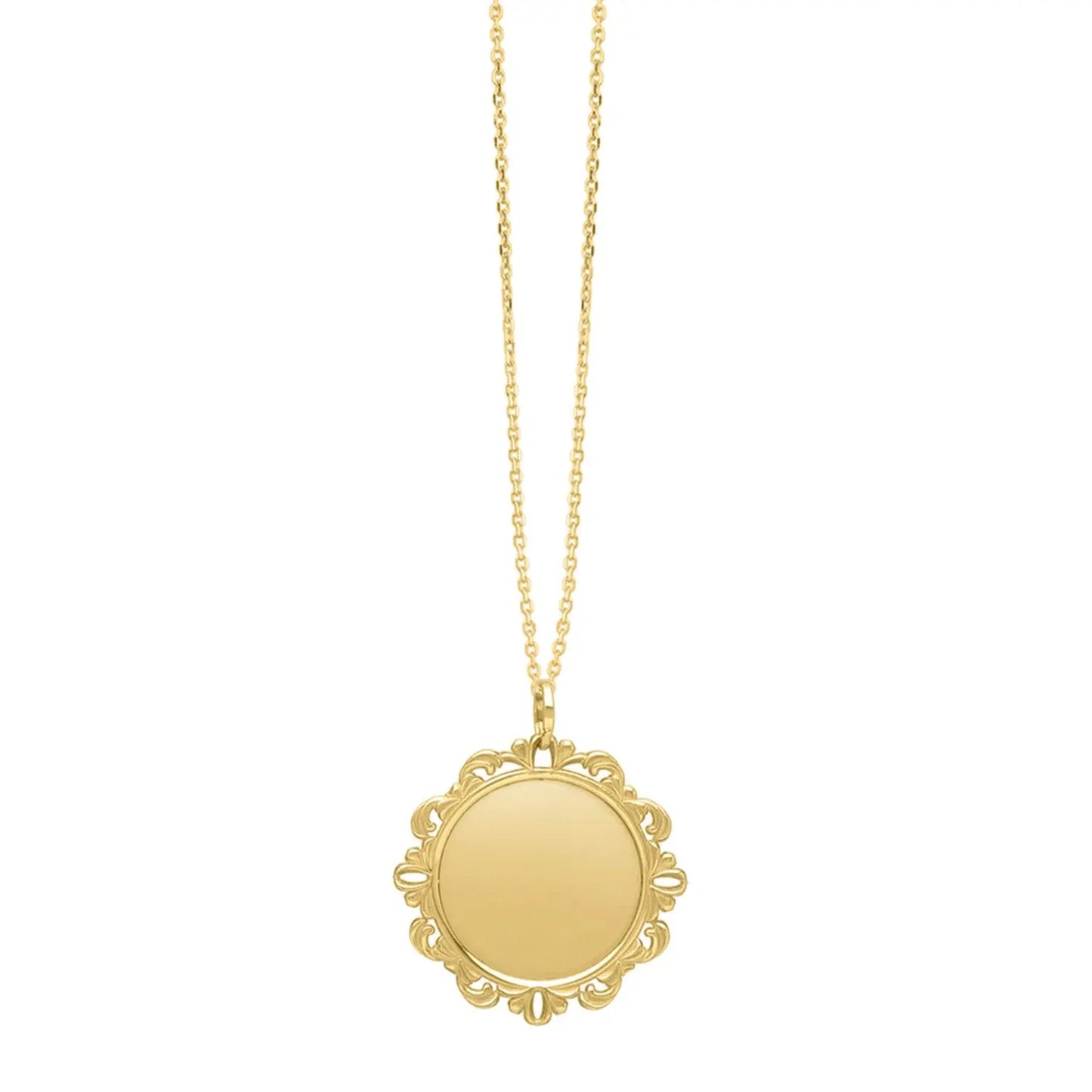 Baroque Round Pendant and Necklace in 14K Yellow Gold RCJ Necklaces CELESTIA LUXE JEWELLERS
