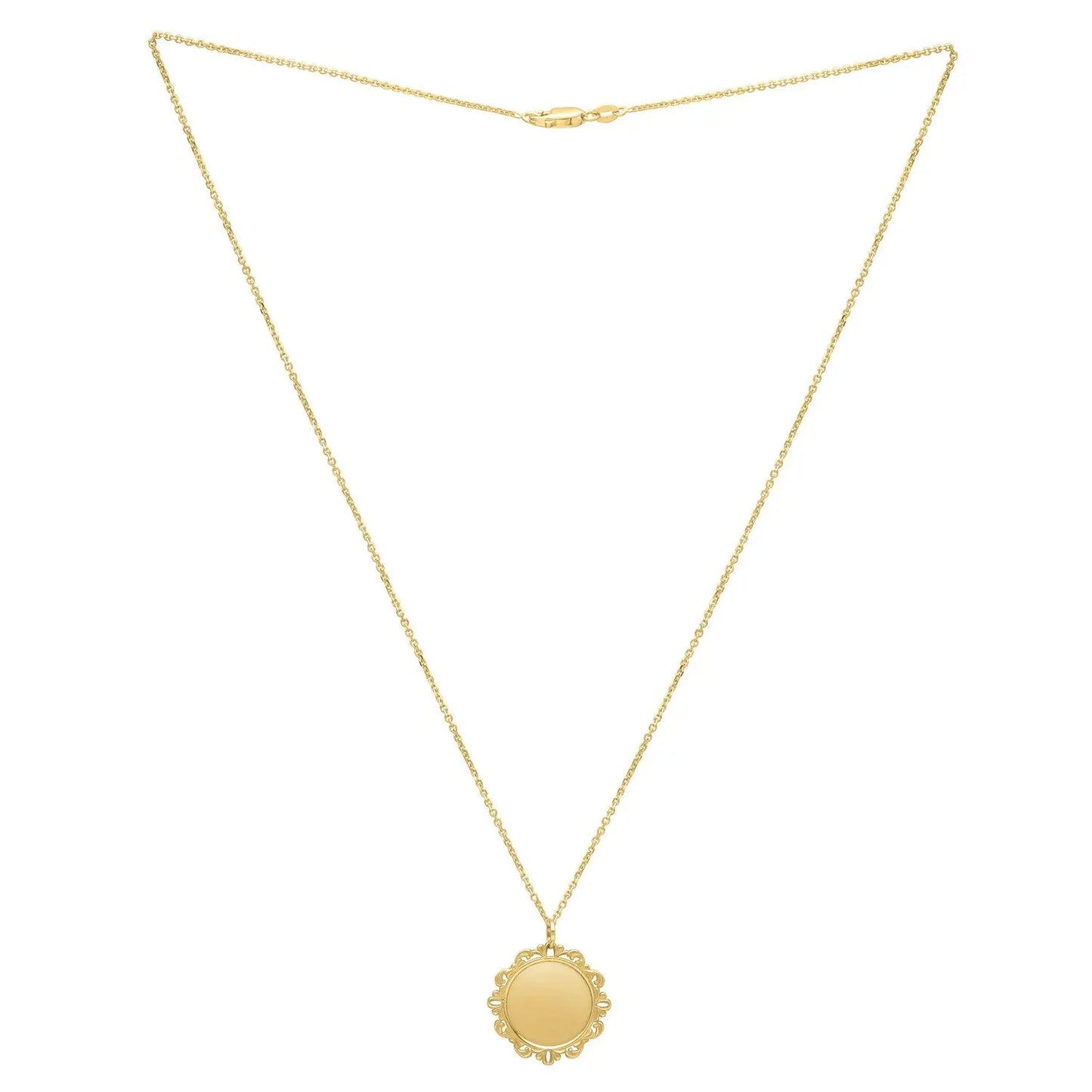 Baroque Round Pendant and Necklace in 14K Yellow Gold RCJ Necklaces CELESTIA LUXE JEWELLERS