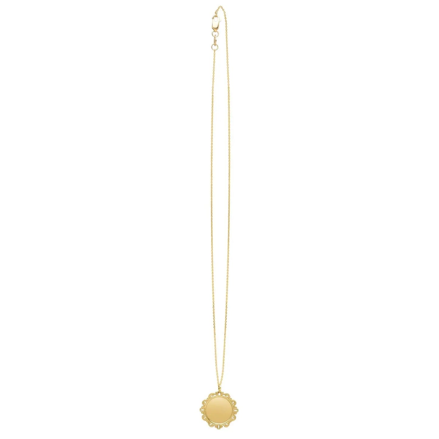 Baroque Round Pendant and Necklace in 14K Yellow Gold RCJ Necklaces CELESTIA LUXE JEWELLERS