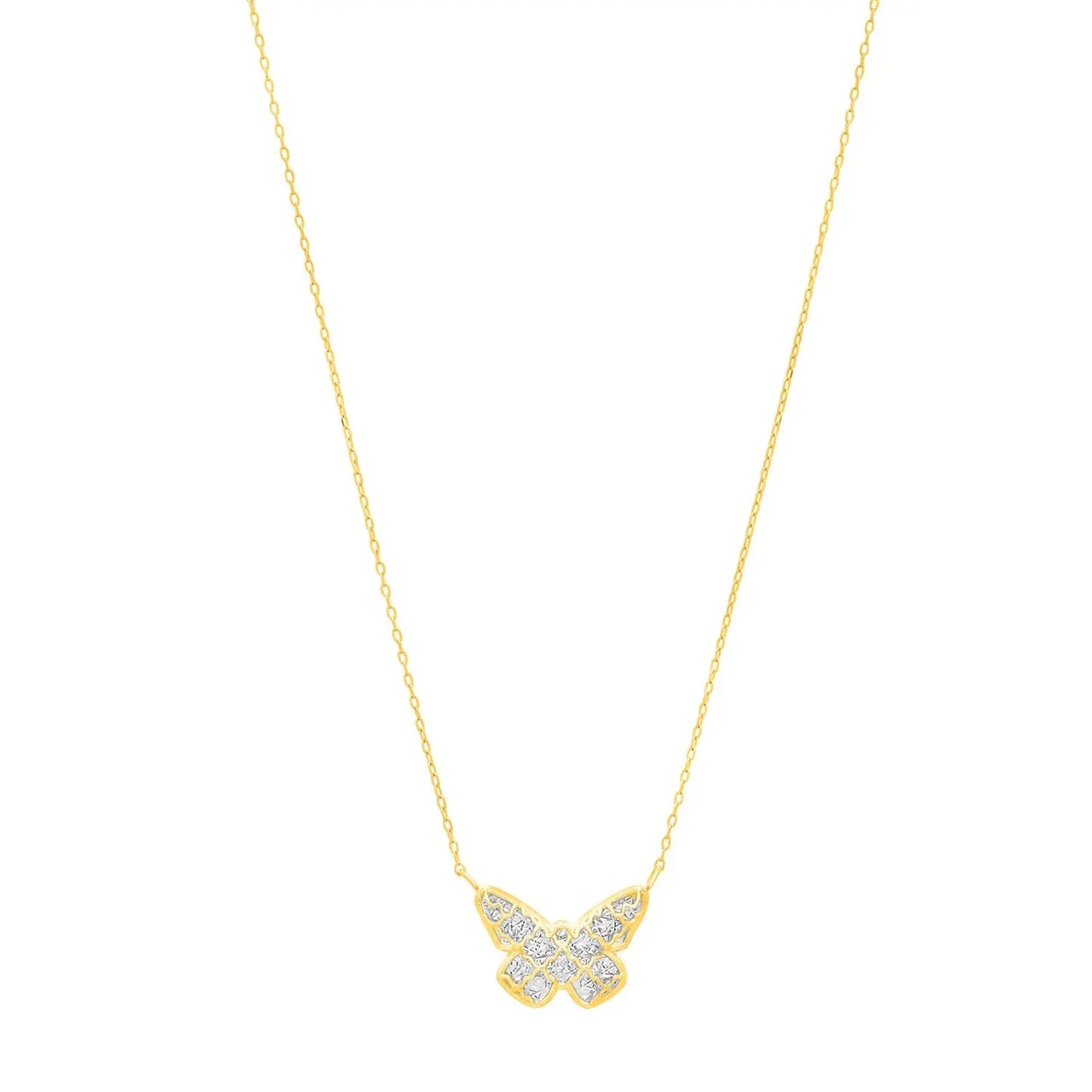 Checkered Butterfly Necklace in 14K Yellow Gold RCJ Necklaces CELESTIA LUXE JEWELLERS