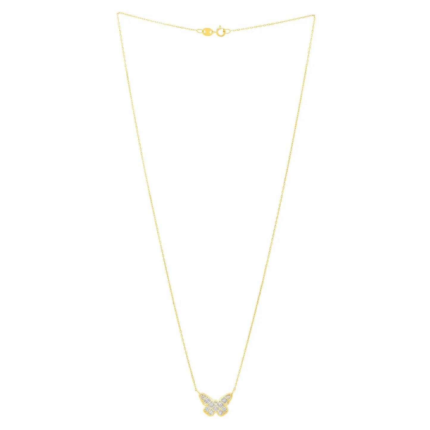 Checkered Butterfly Necklace in 14K Yellow Gold RCJ Necklaces CELESTIA LUXE JEWELLERS