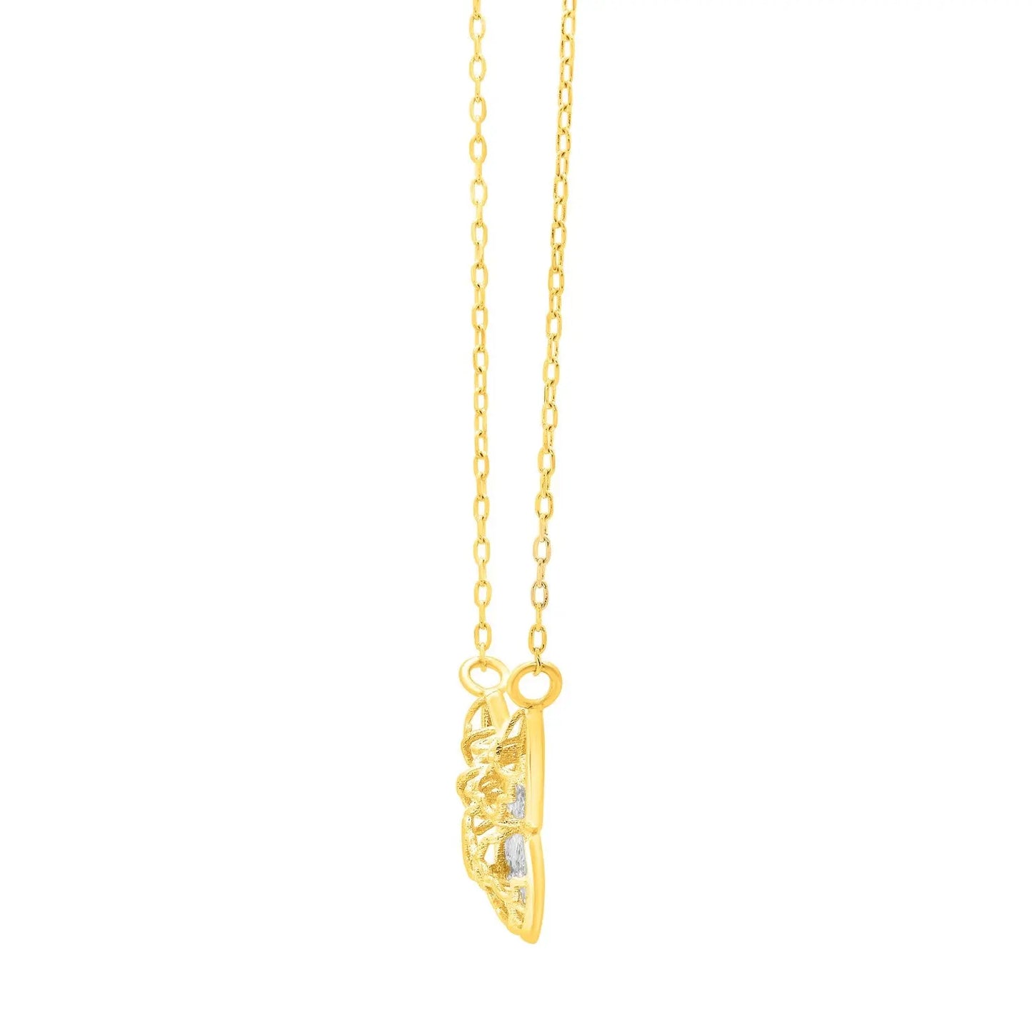 Checkered Butterfly Necklace in 14K Yellow Gold RCJ Necklaces CELESTIA LUXE JEWELLERS