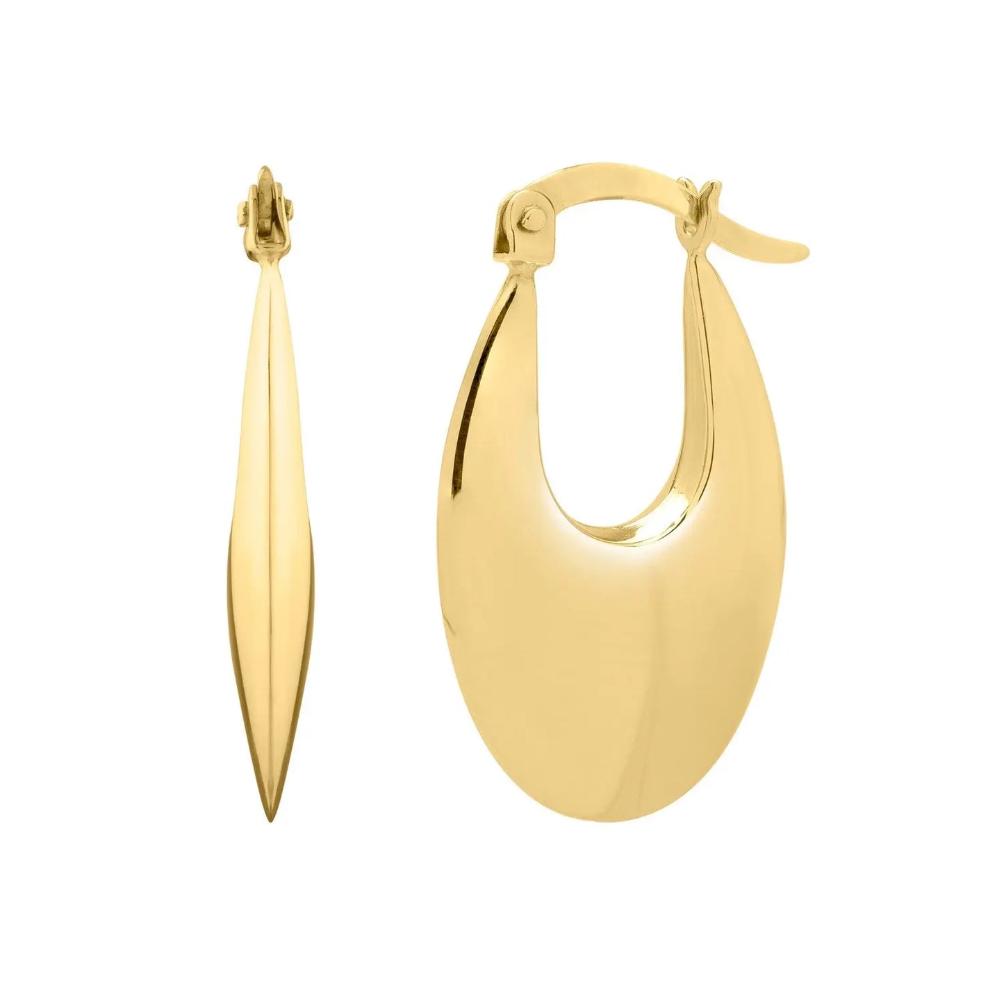 Creole Oval Hoop Earrings in 14K Yellow Gold RCJ Earrings CELESTIA LUXE JEWELLERS