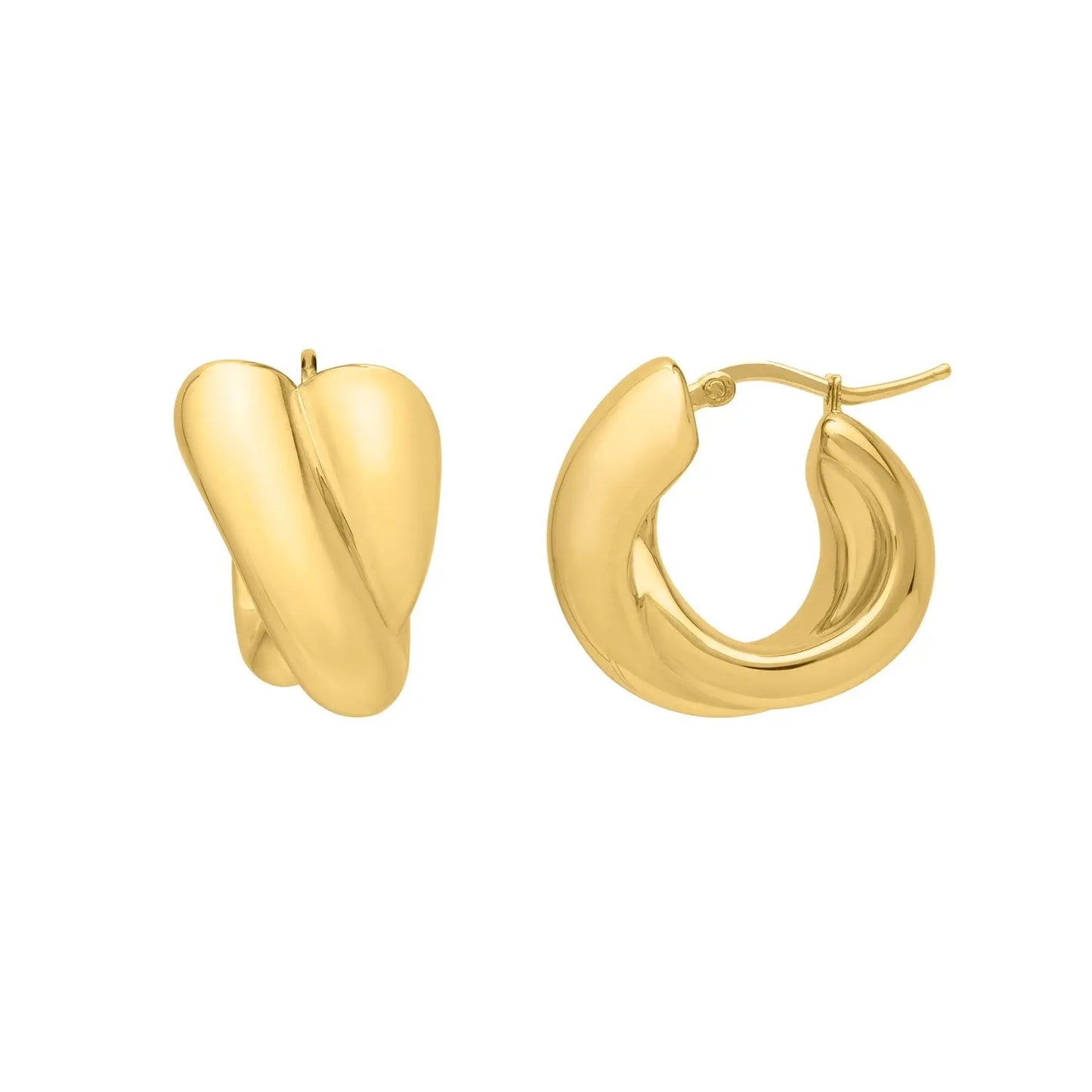 Crossover Hoop Earrings in 14K Yellow Gold RCJ Earrings CELESTIA LUXE JEWELLERS