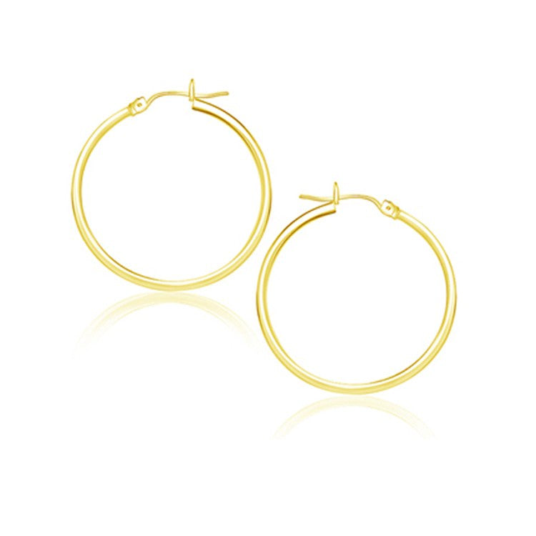 14k Yellow Gold Polished Hoop Earrings (2x25 mm) RCJ Earrings CELESTIA LUXE JEWELLERS