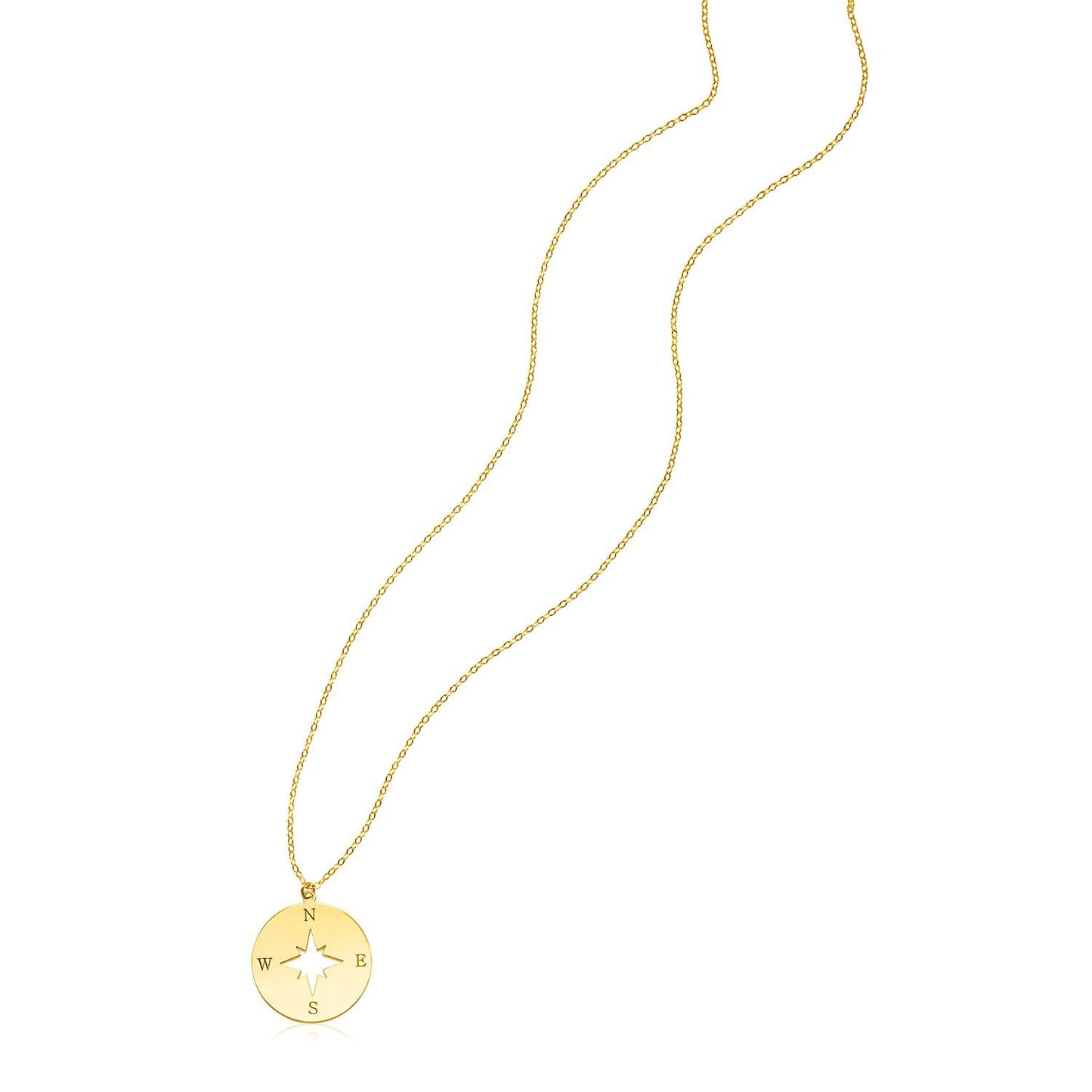 14K Yellow Gold Necklace with Compass RCJ Necklaces CELESTIA LUXE JEWELLERS