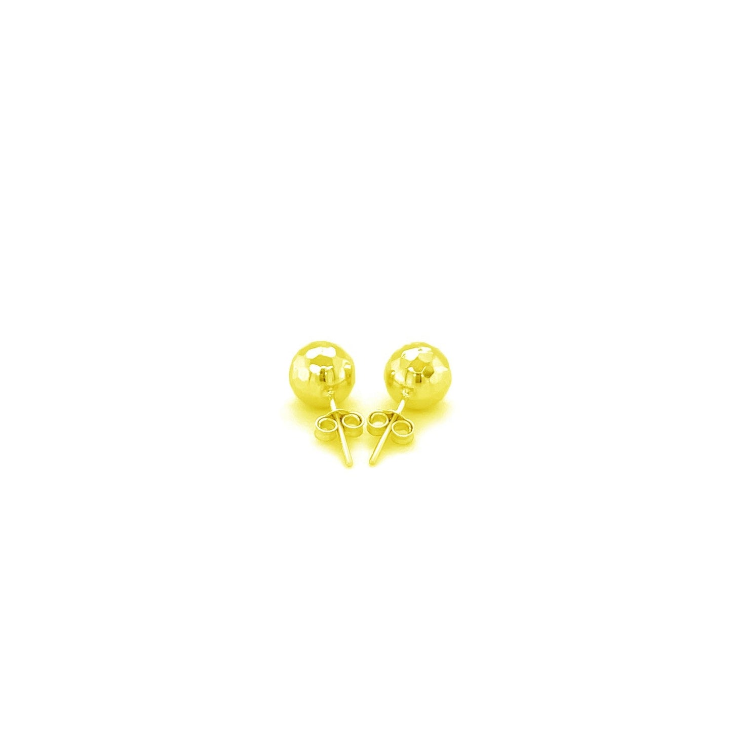 14k Yellow Gold Ball Earrings with Faceted Texture(7mm) RCJ Earrings CELESTIA LUXE JEWELLERS