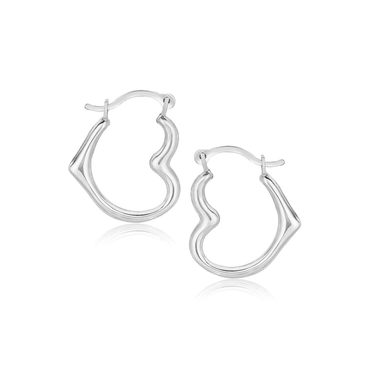 10k White Gold Heart Hoop Earrings RCJ Earrings CELESTIA LUXE JEWELLERS