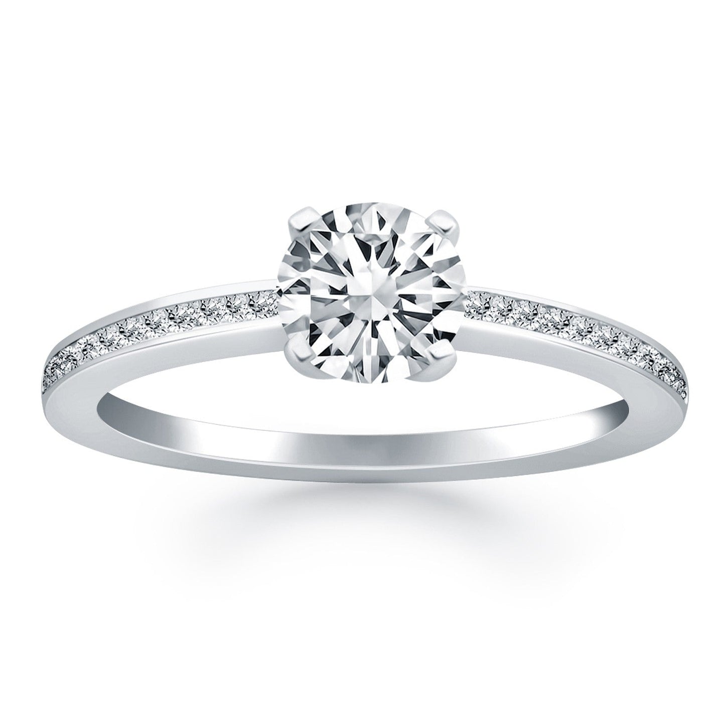 14k White Gold Classic Pave Diamond Band Engagement Ring RCJ Rings CELESTIA LUXE JEWELLERS