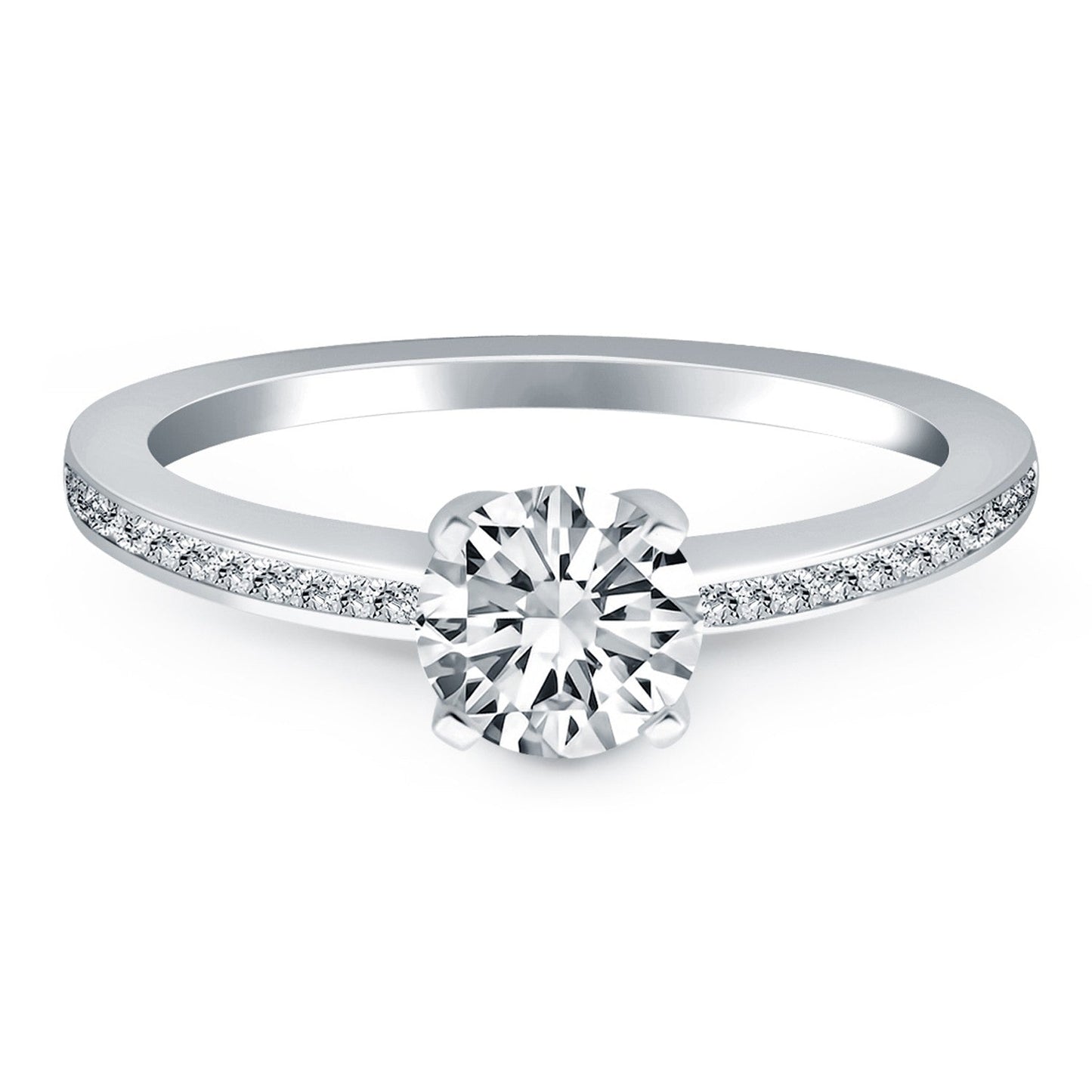 14k White Gold Classic Pave Diamond Band Engagement Ring RCJ Rings CELESTIA LUXE JEWELLERS
