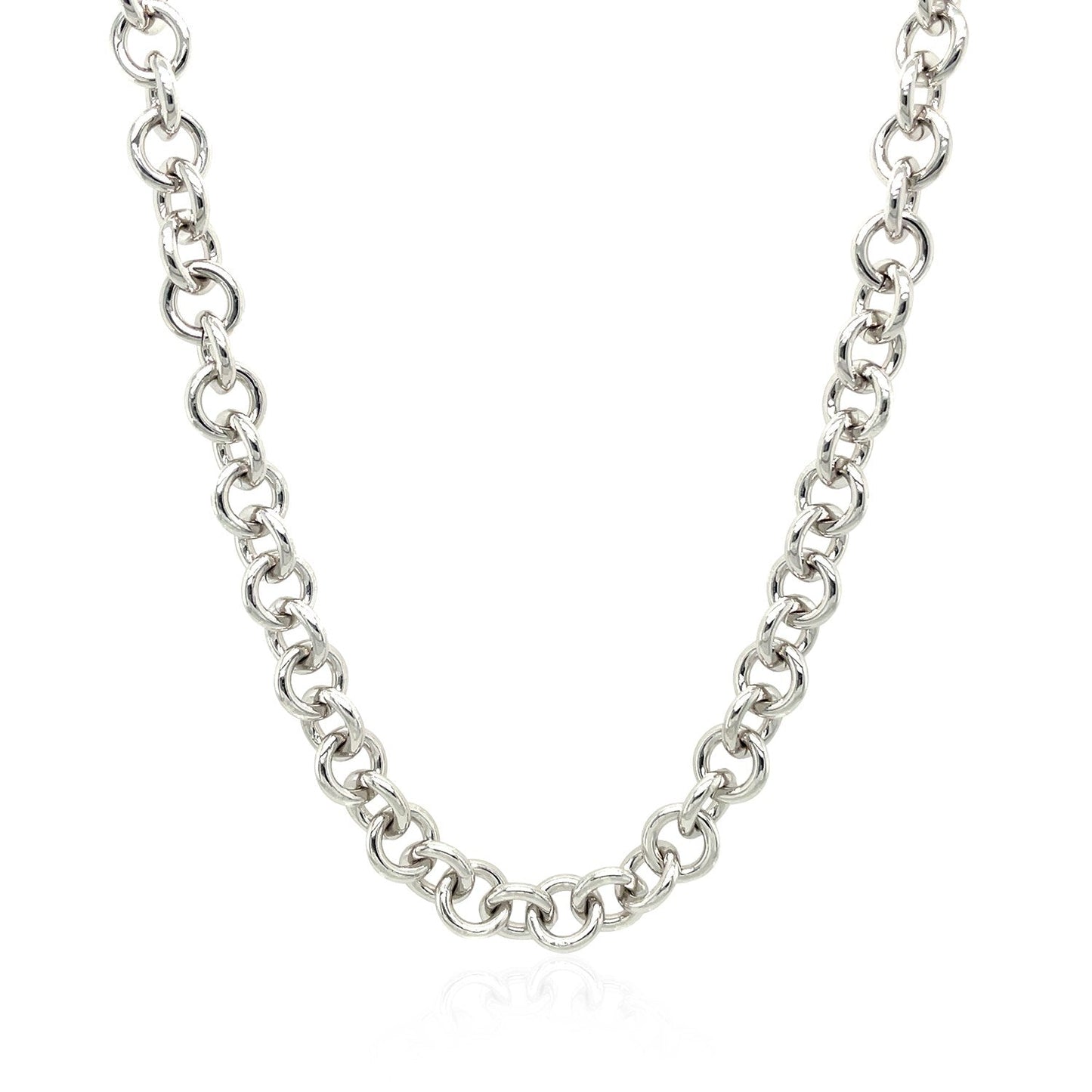 Sterling Silver Rhodium Plated Rolo Chain Necklace with a Heart Toggle Charm RCJ Necklaces CELESTIA LUXE JEWELLERS
