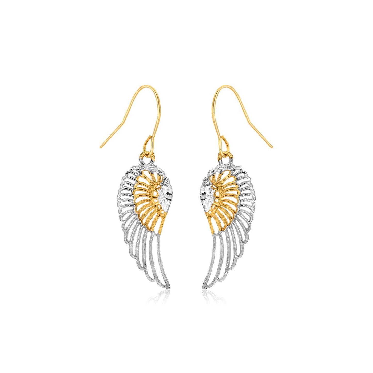 Two-Tone Wing Drop Earrings in 10K Gold RCJ Earrings CELESTIA LUXE JEWELLERS