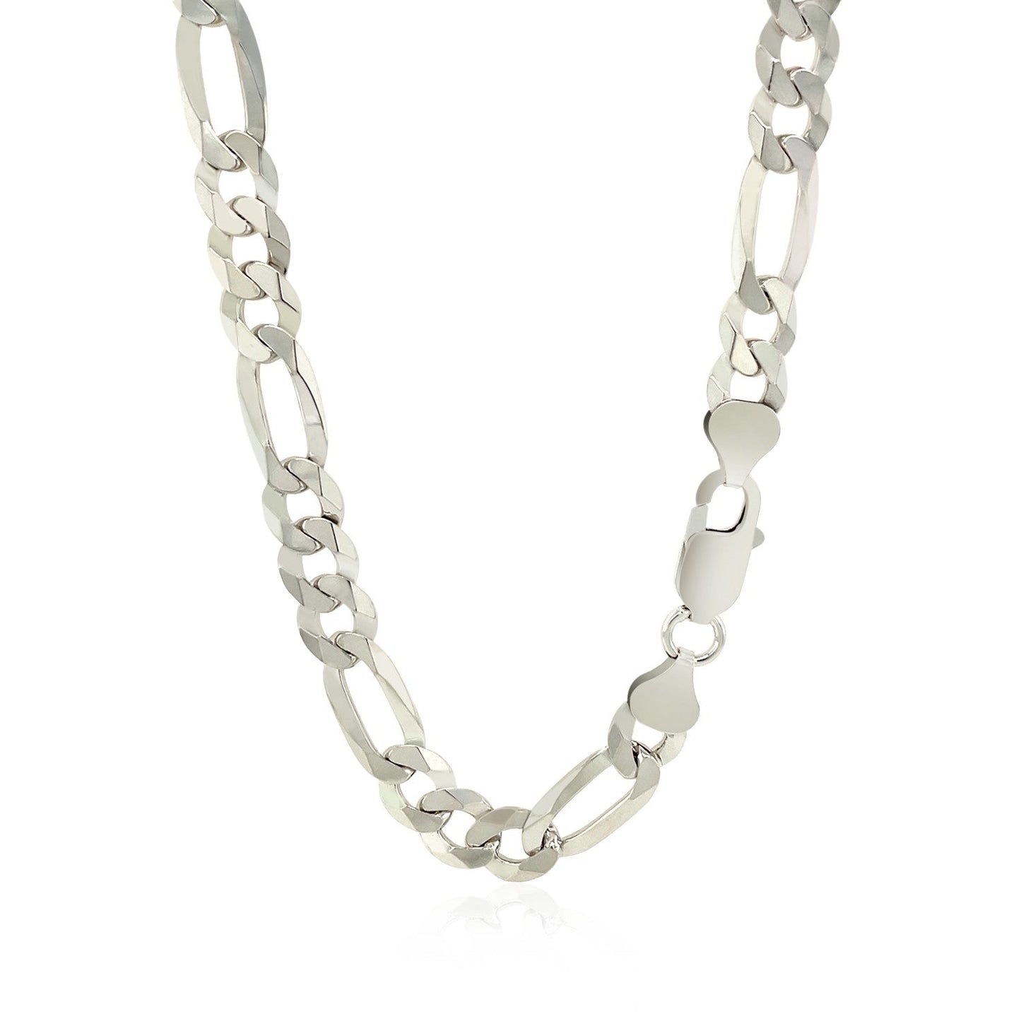Rhodium Plated Sterling Silver Figaro Style Chain (8.10 mm) RCJ Chains CELESTIA LUXE JEWELLERS