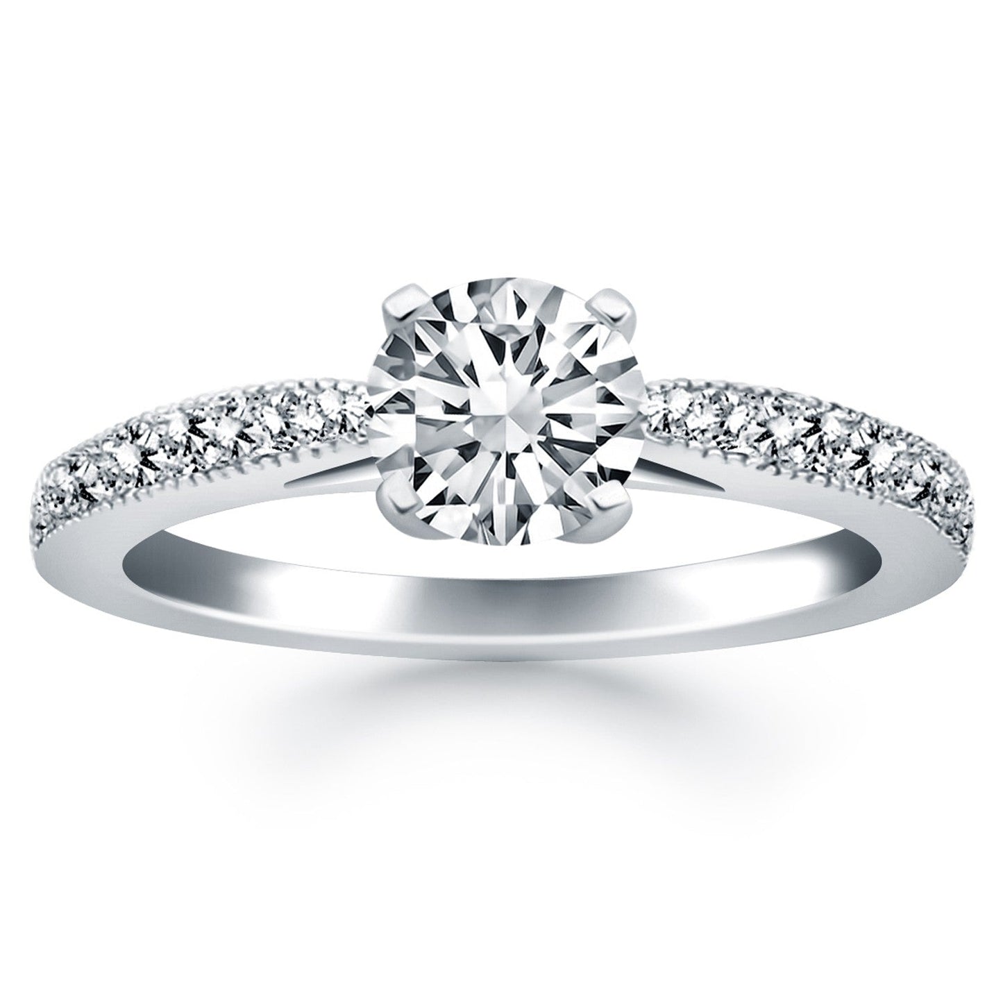14k White Gold Diamond Pave Cathedral Engagement Ring RCJ Rings CELESTIA LUXE JEWELLERS
