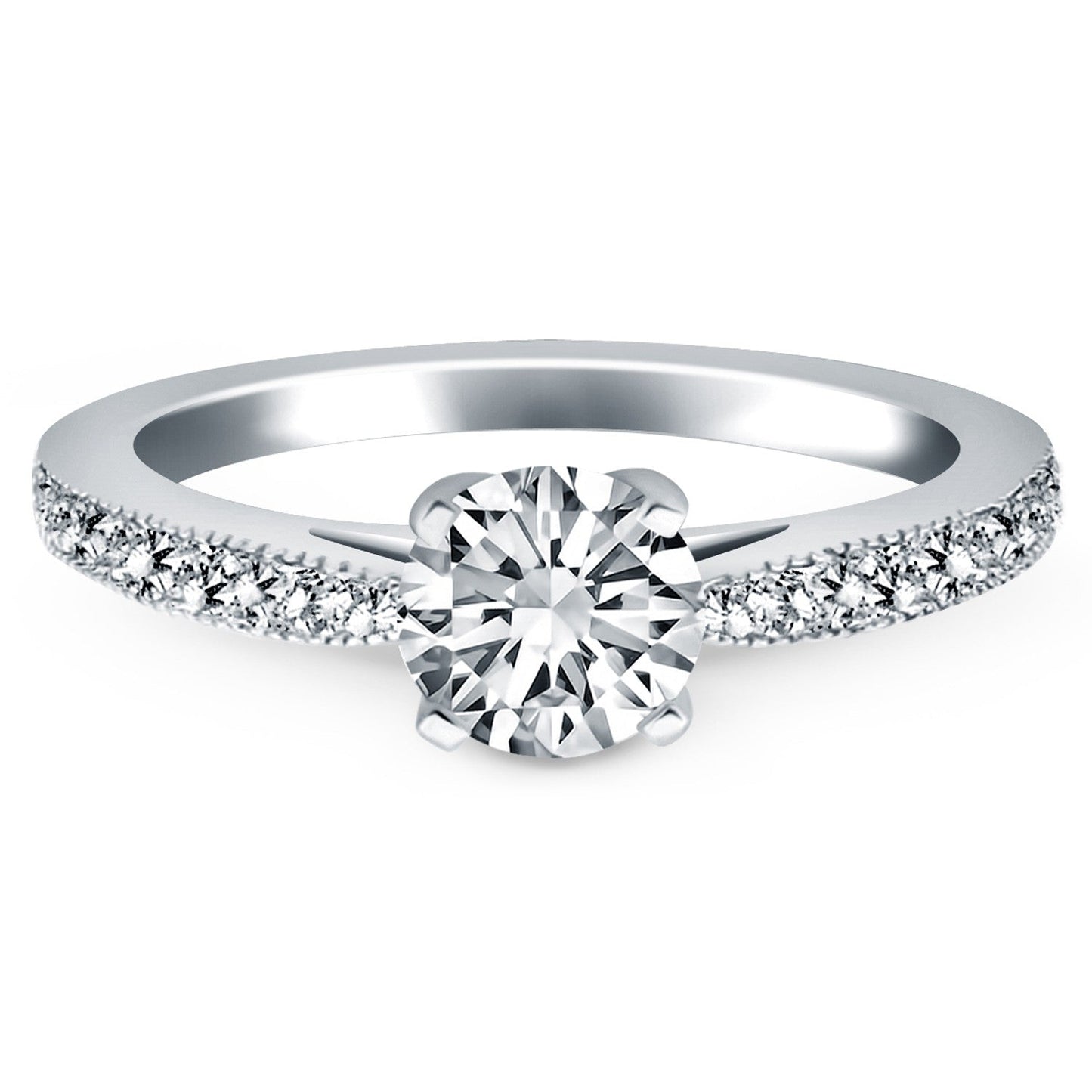 14k White Gold Diamond Pave Cathedral Engagement Ring RCJ Rings CELESTIA LUXE JEWELLERS
