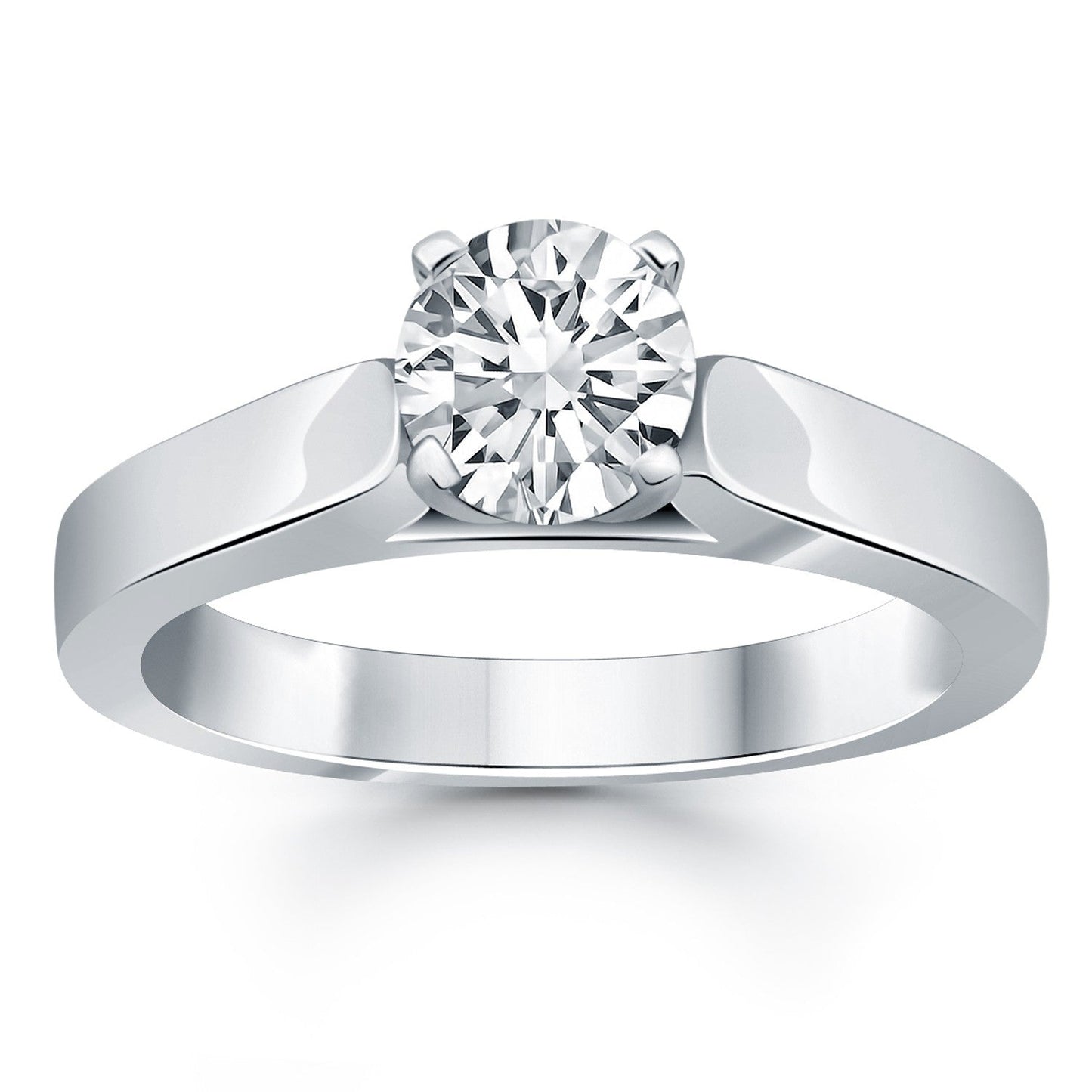 14k White Gold Wide Cathedral Solitaire Engagement Ring RCJ Rings CELESTIA LUXE JEWELLERS