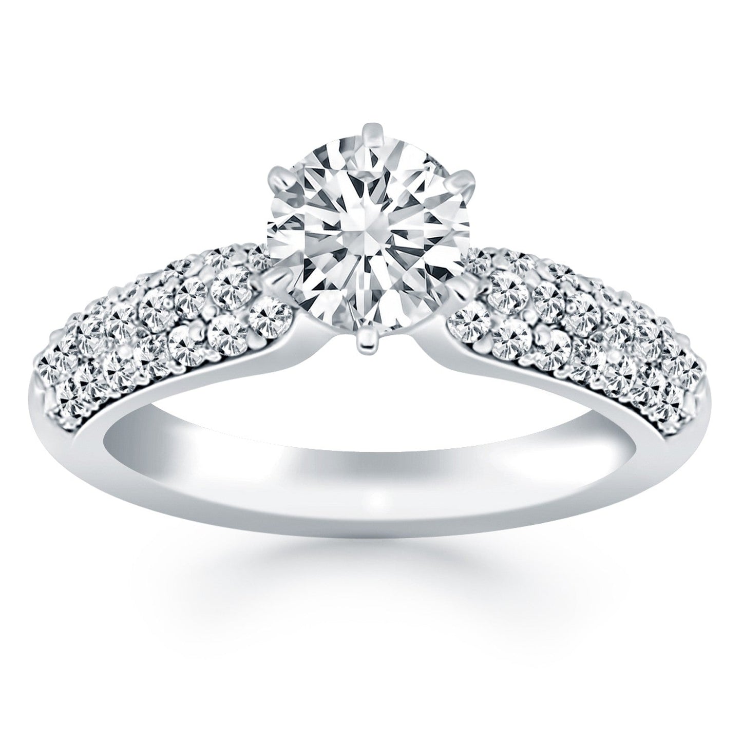 14k White Gold Triple Row Pave Diamond Engagement Ring RCJ Rings CELESTIA LUXE JEWELLERS