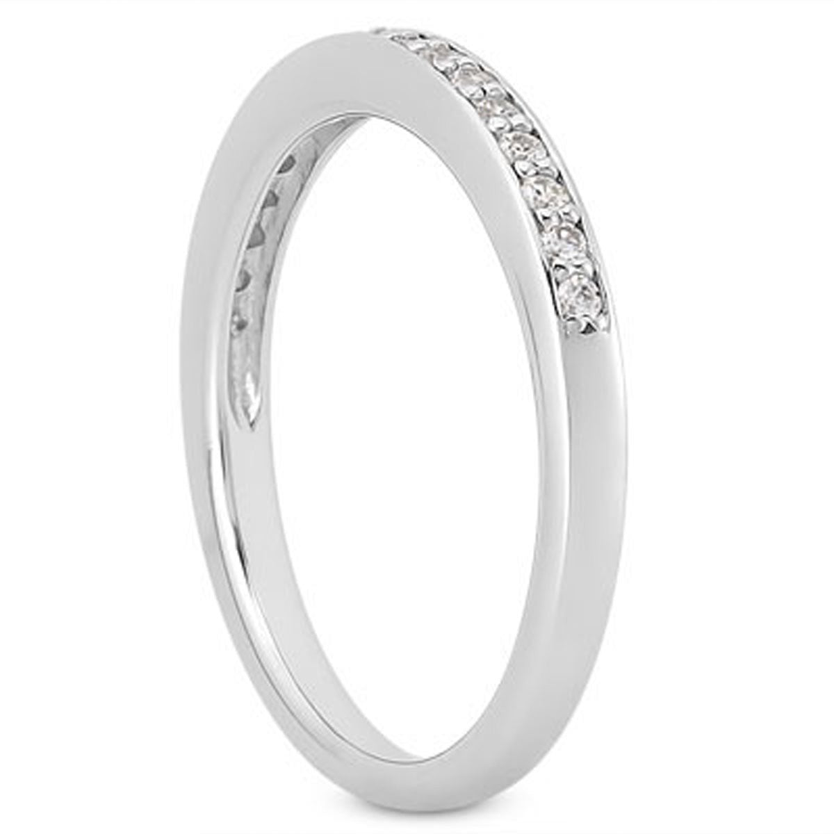 14k White Gold Micro-pave Flat Sided Diamond Wedding Ring Band RCJ Rings CELESTIA LUXE JEWELLERS