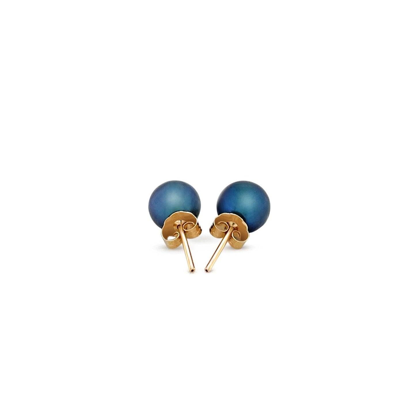 14k Yellow Gold Cultured Black Pearl Stud Earrings (6mm) RCJ Earrings CELESTIA LUXE JEWELLERS