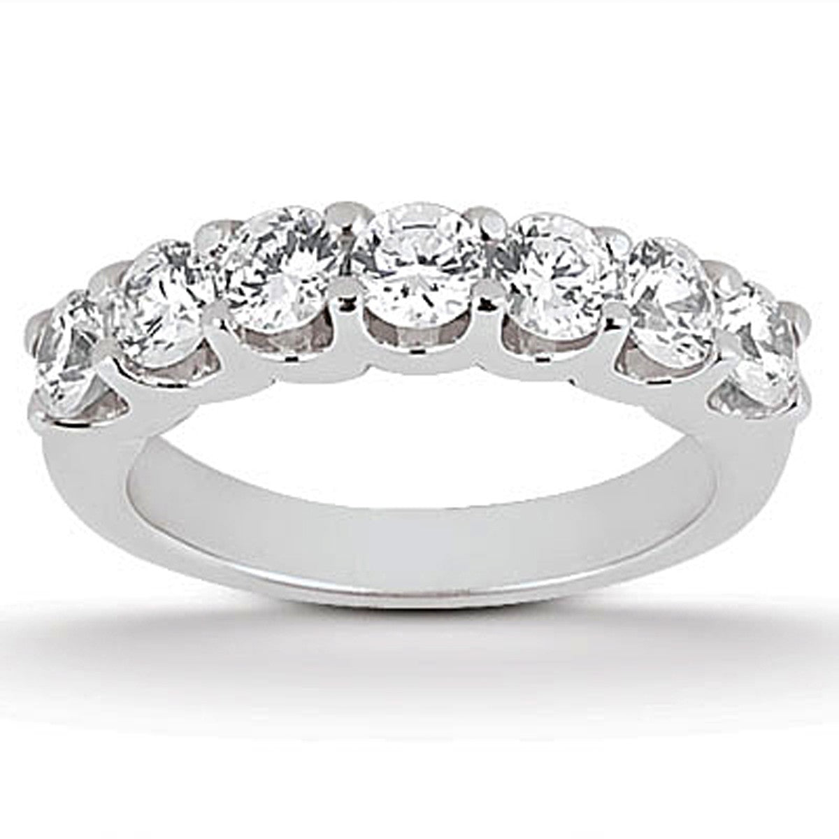 14k White Gold Diamond Scalloped Shared U Prong Setting Wedding Ring Band RCJ Rings CELESTIA LUXE JEWELLERS