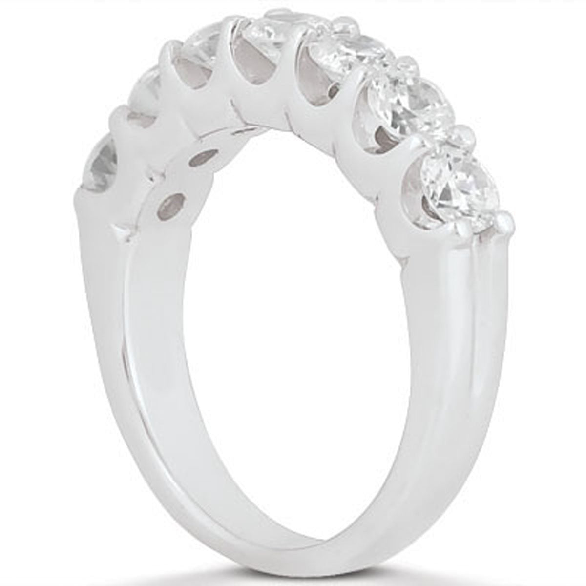 14k White Gold Diamond Scalloped Shared U Prong Setting Wedding Ring Band RCJ Rings CELESTIA LUXE JEWELLERS