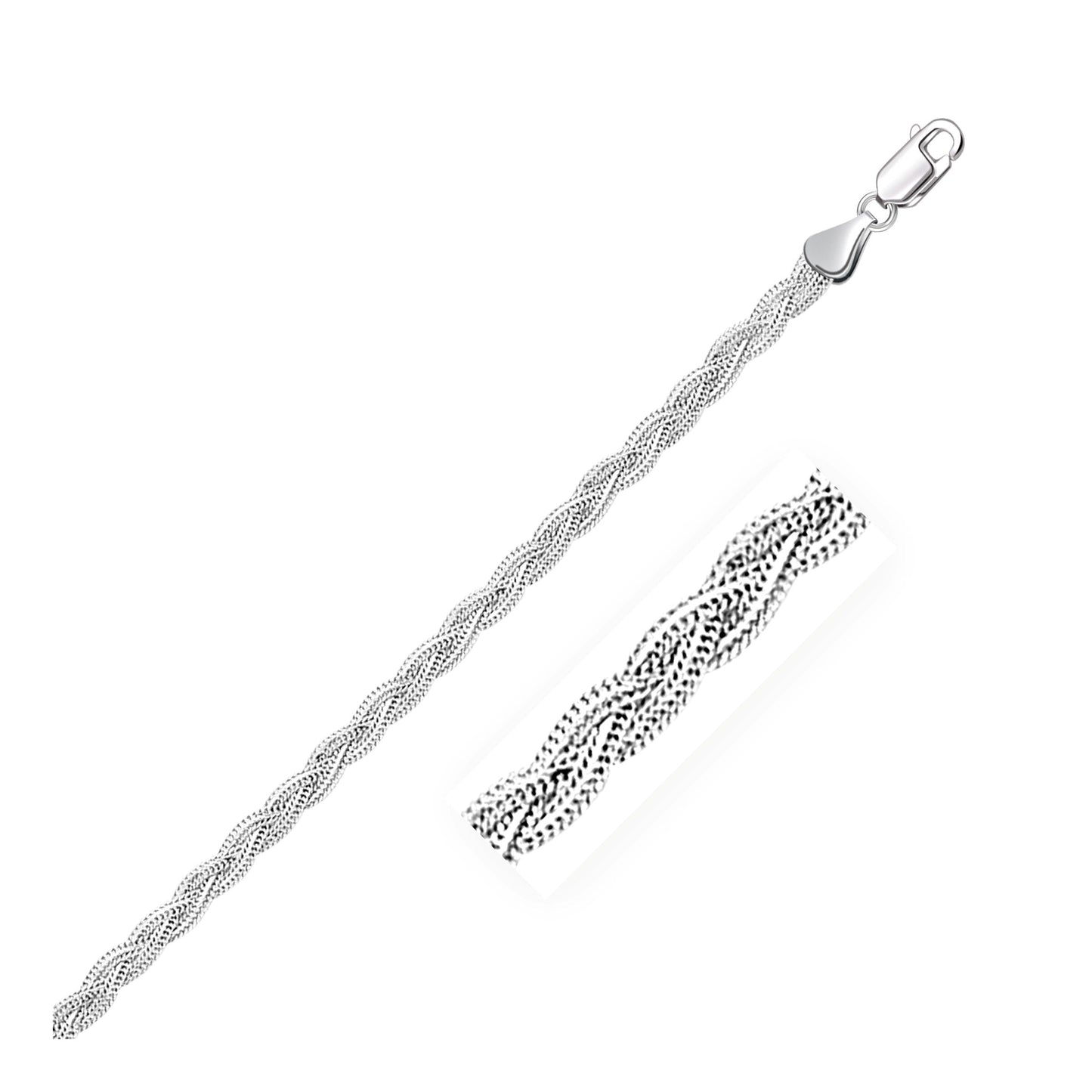 14k White Gold Braided Bracelet (3.50 mm) RCJ Bracelets CELESTIA LUXE JEWELLERS